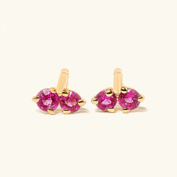 Pendientes Prema Rubí - oro amarillo