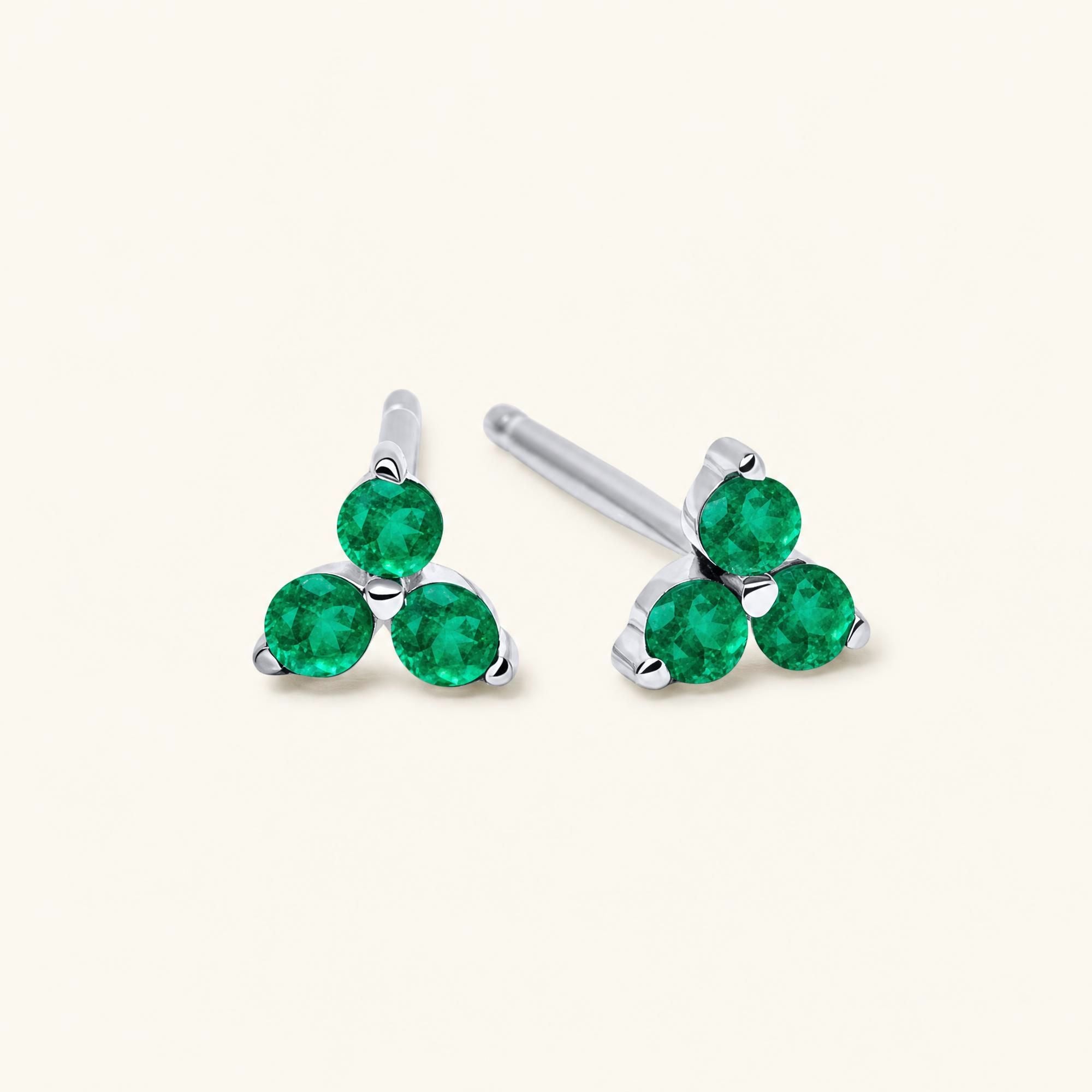Pendientes Radha Esmeralda - oro blanco