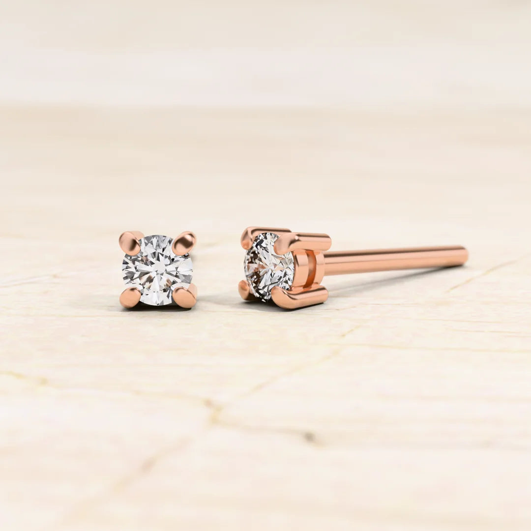 Pendientes solitario diamante Saral en oro rosa 18K