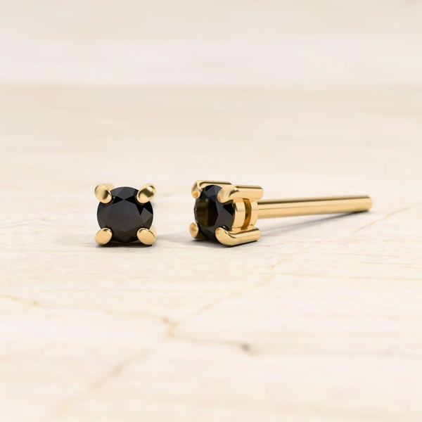 Pendientes solitario diamante negro Saral en oro amarillo 18K