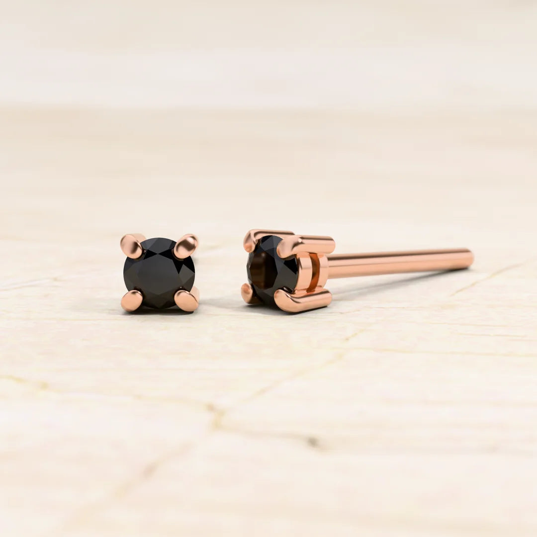Pendientes Saral diamante negro solitario en oro rosa 18 quilates