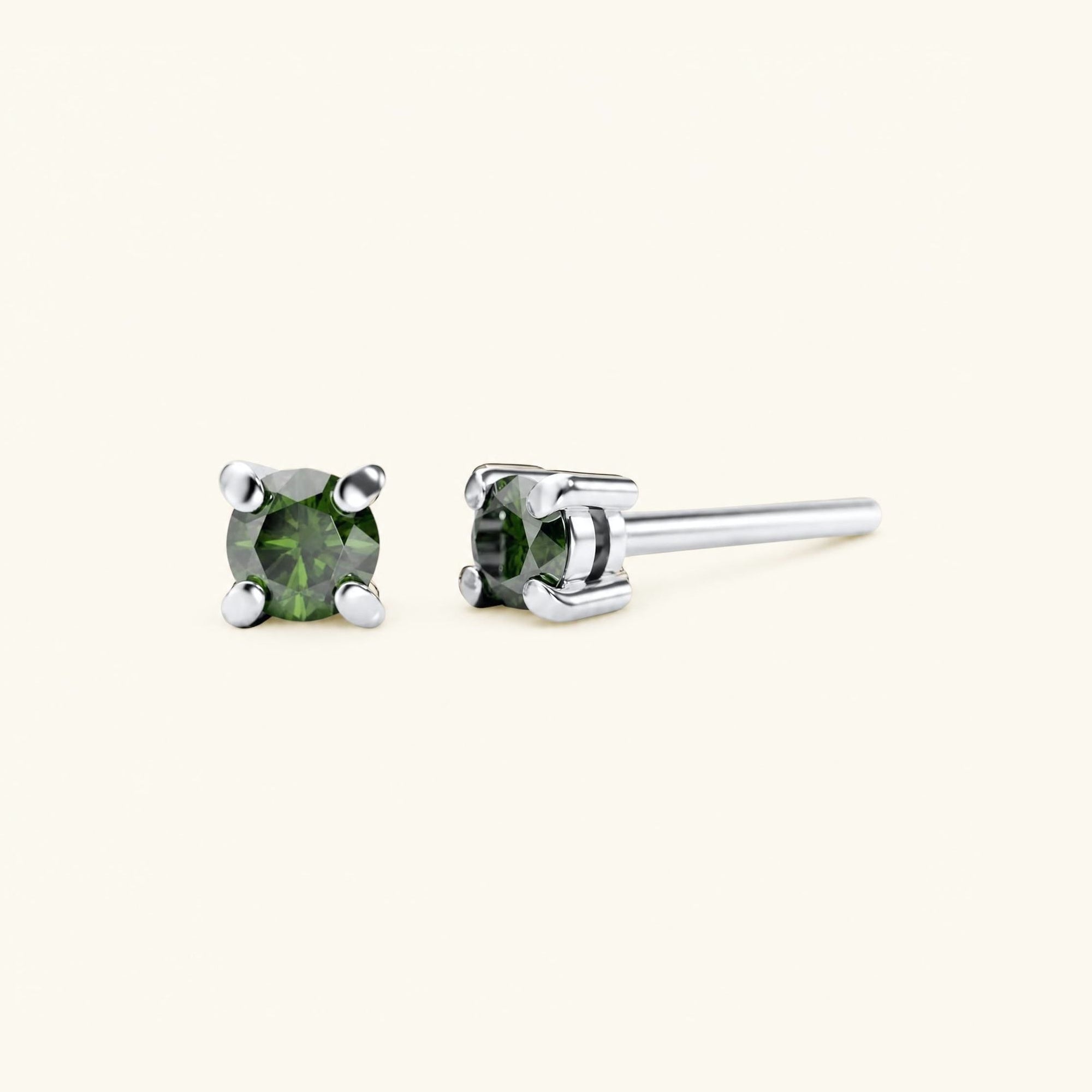Pendientes Saral Diamante Verde - oro blanco