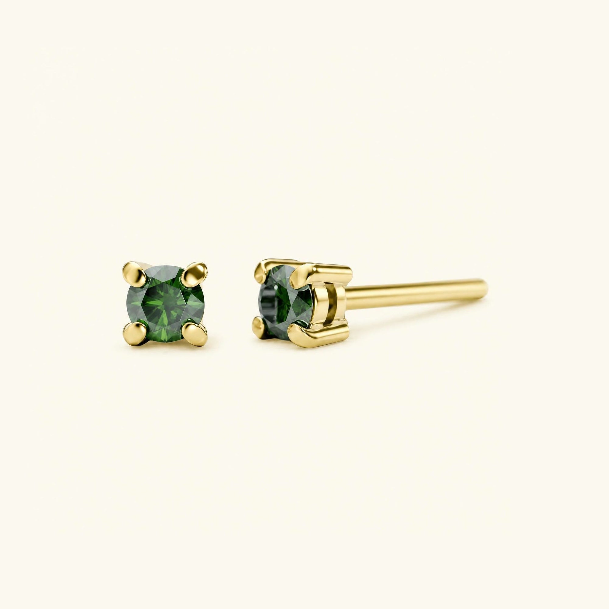 Pendientes Saral Diamante Verde - oro amarillo