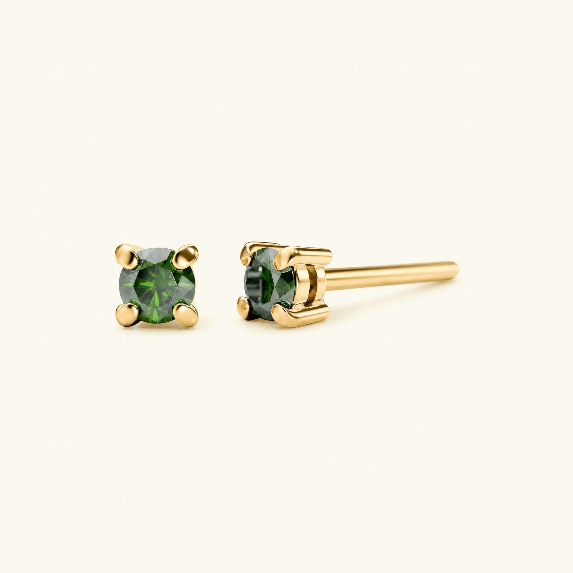 Pendientes Saral Diamante Verde - oro rosa