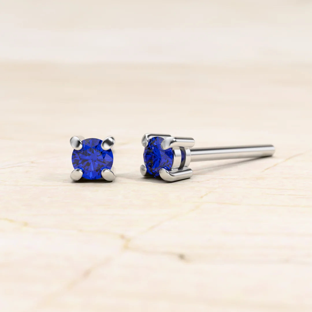 Pendientes solitario zafiro Saral en oro blanco 18K