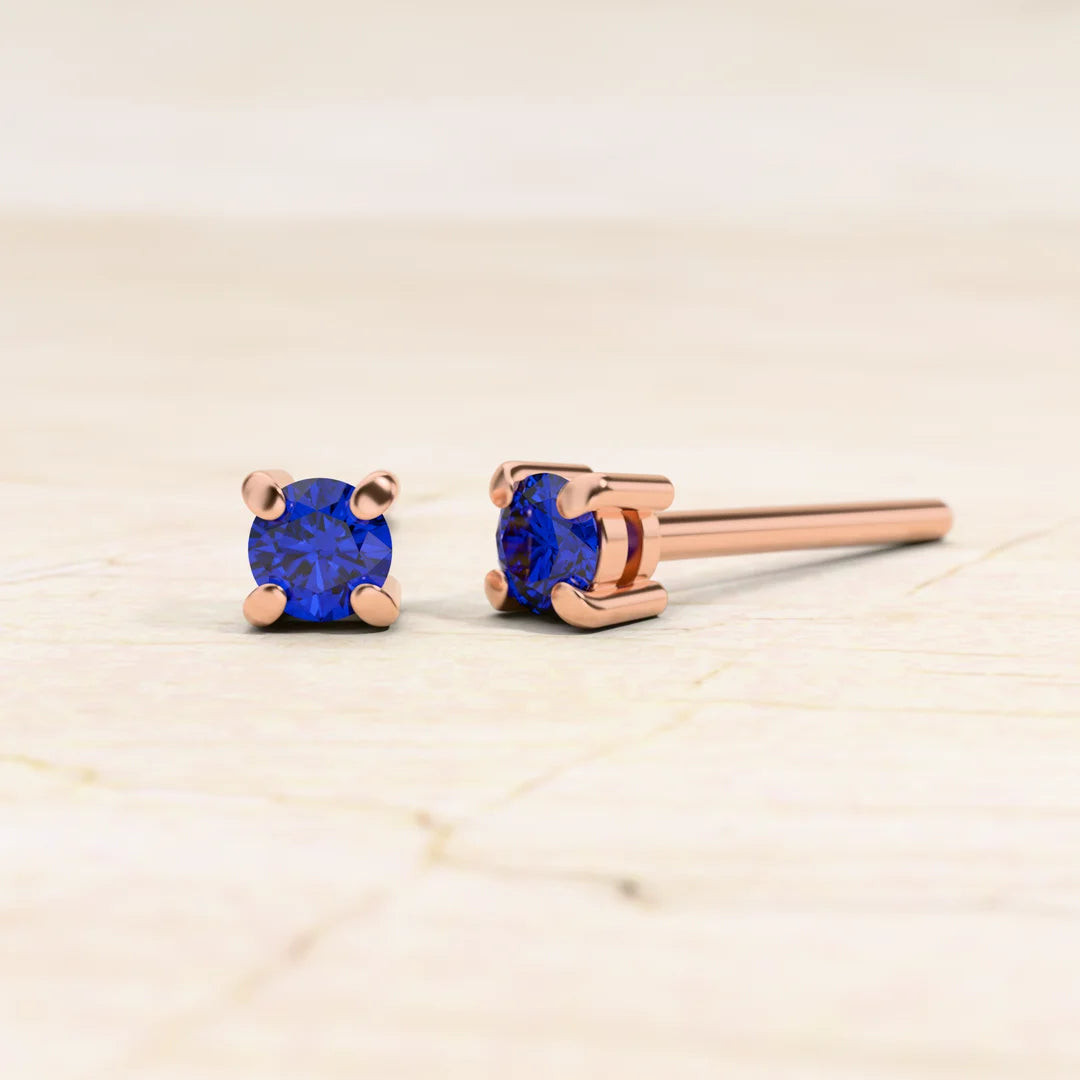 Pendientes solitario zafiro Saral en oro rosa 18K