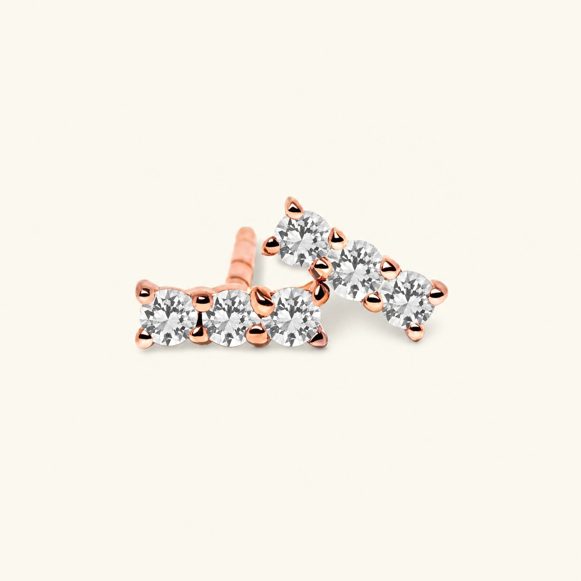 Pendientes Tina diamante - oro rosa