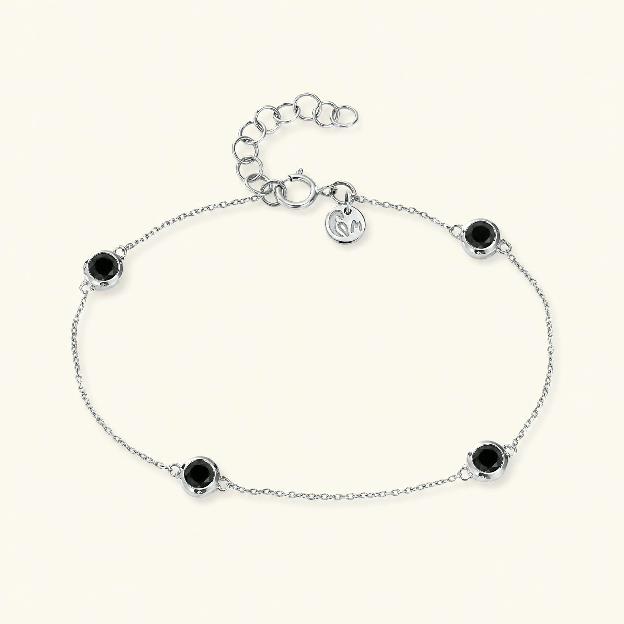 Pulsera diamante negro bisel en oro blanco