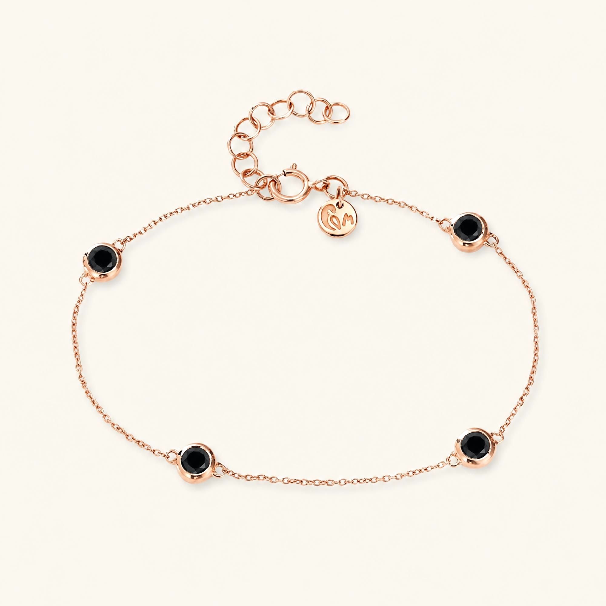 Pulsera diamante negro bisel en oro rosa