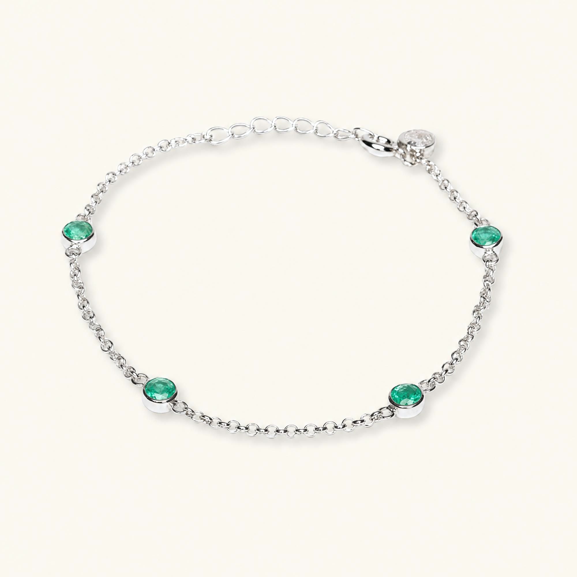 Pulsera Dhanya esmeralda en plata 925