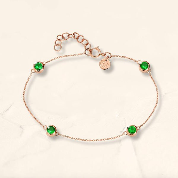 pulsera dhanya de oro rosa y esmeralda