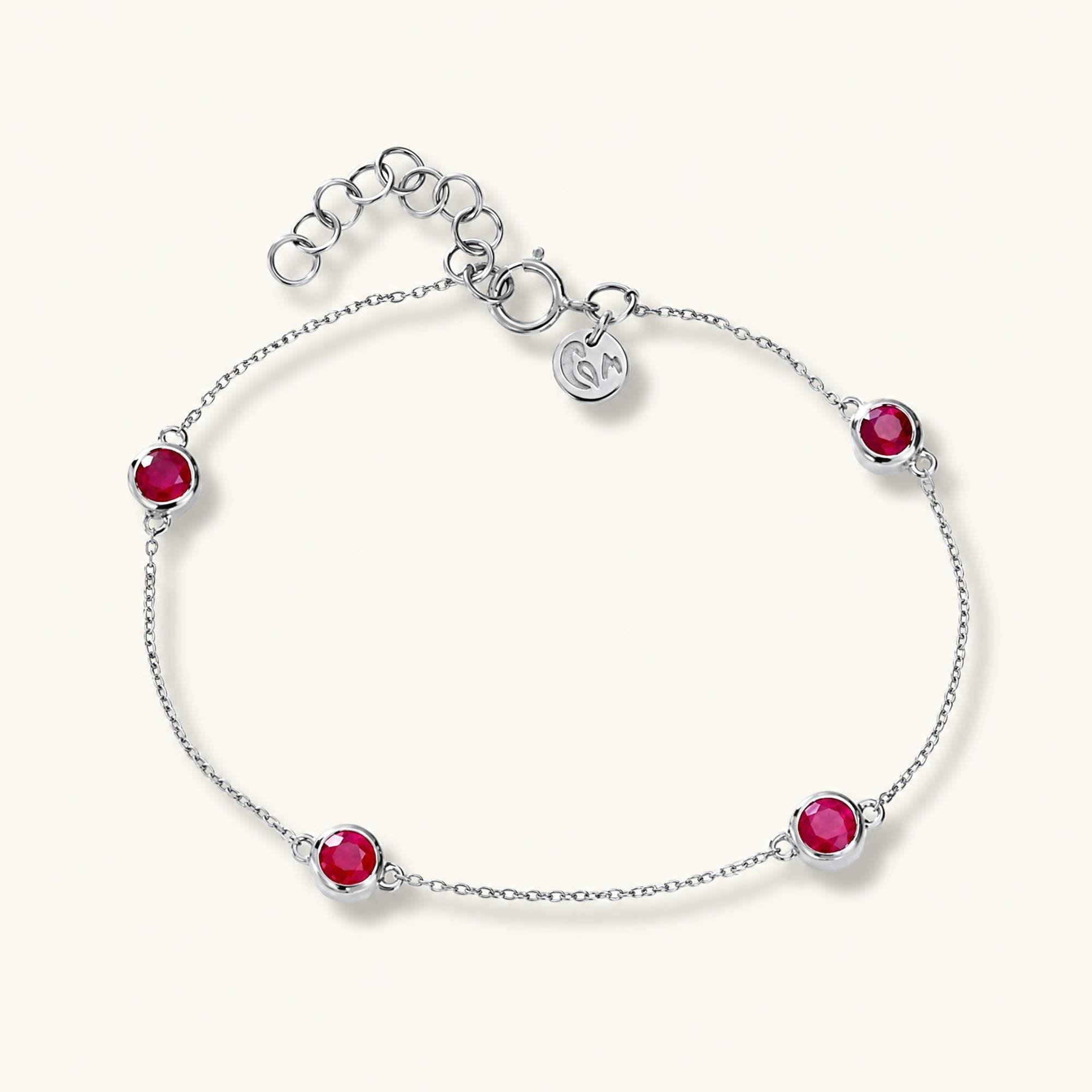 Pulsera Dhanya rubí oro blanco