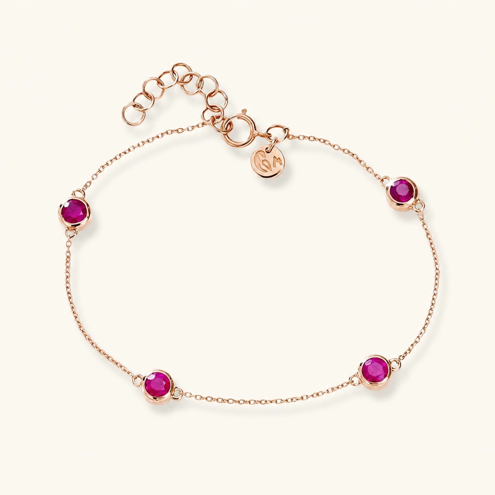 Pulsera Dhanya rubí oro rosa