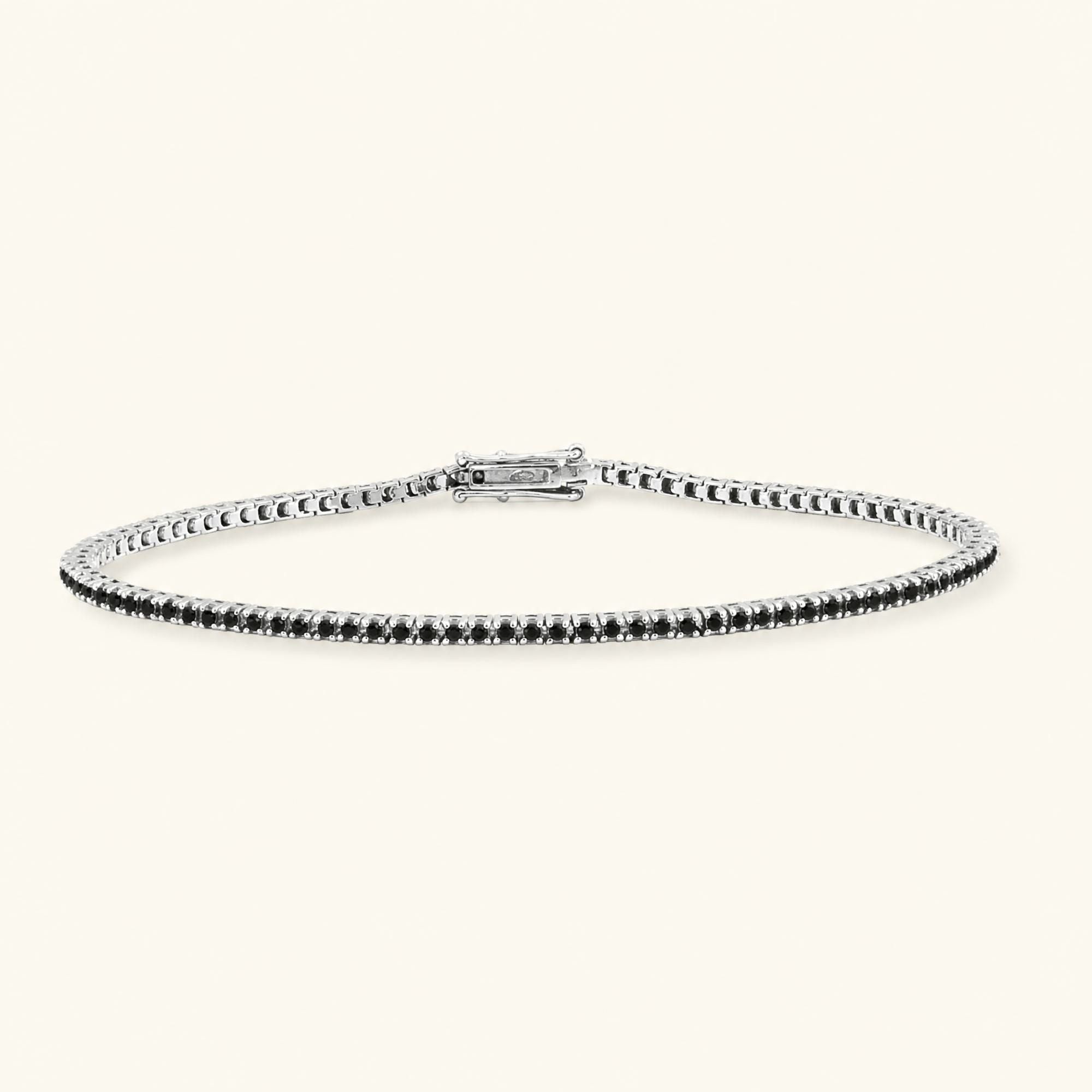 Pulsera tennis río Ganga diamante negro oro blanco 18 quilates