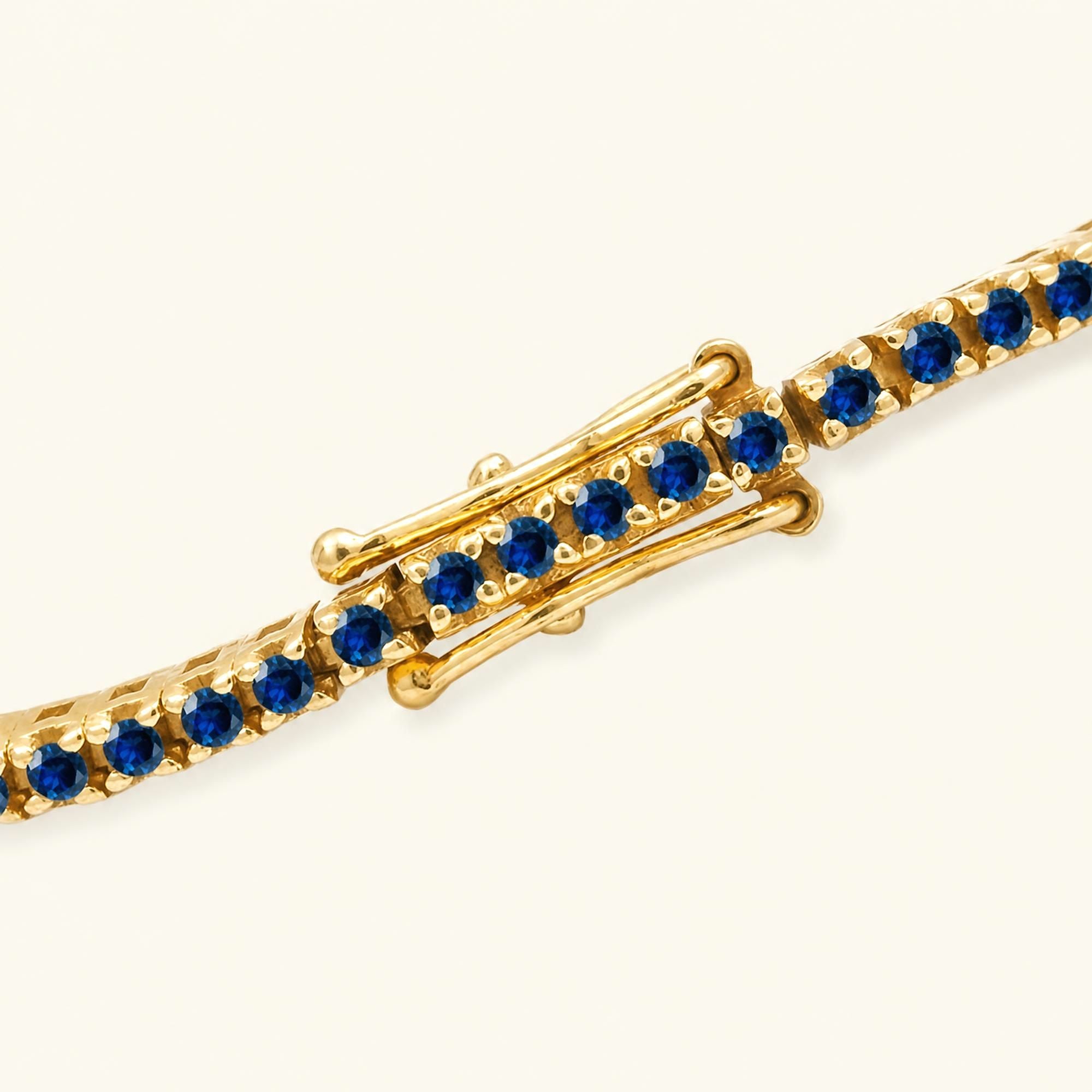 Bracelet tennis saphir avec double loquet de sécurité