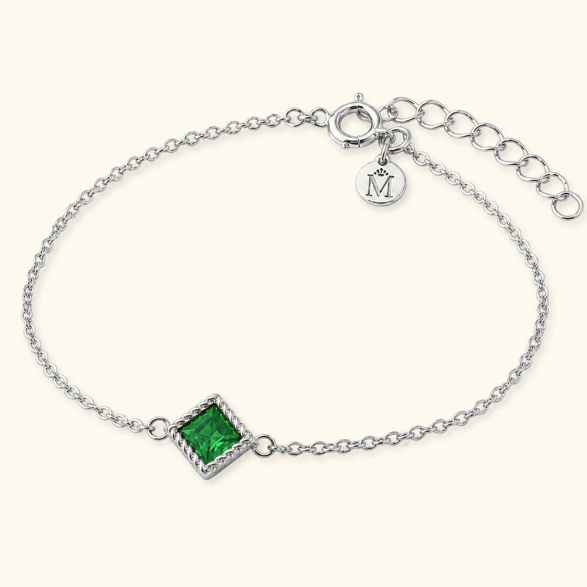 Pulsera Indrani esmeralda en oro blanco 18 quilates