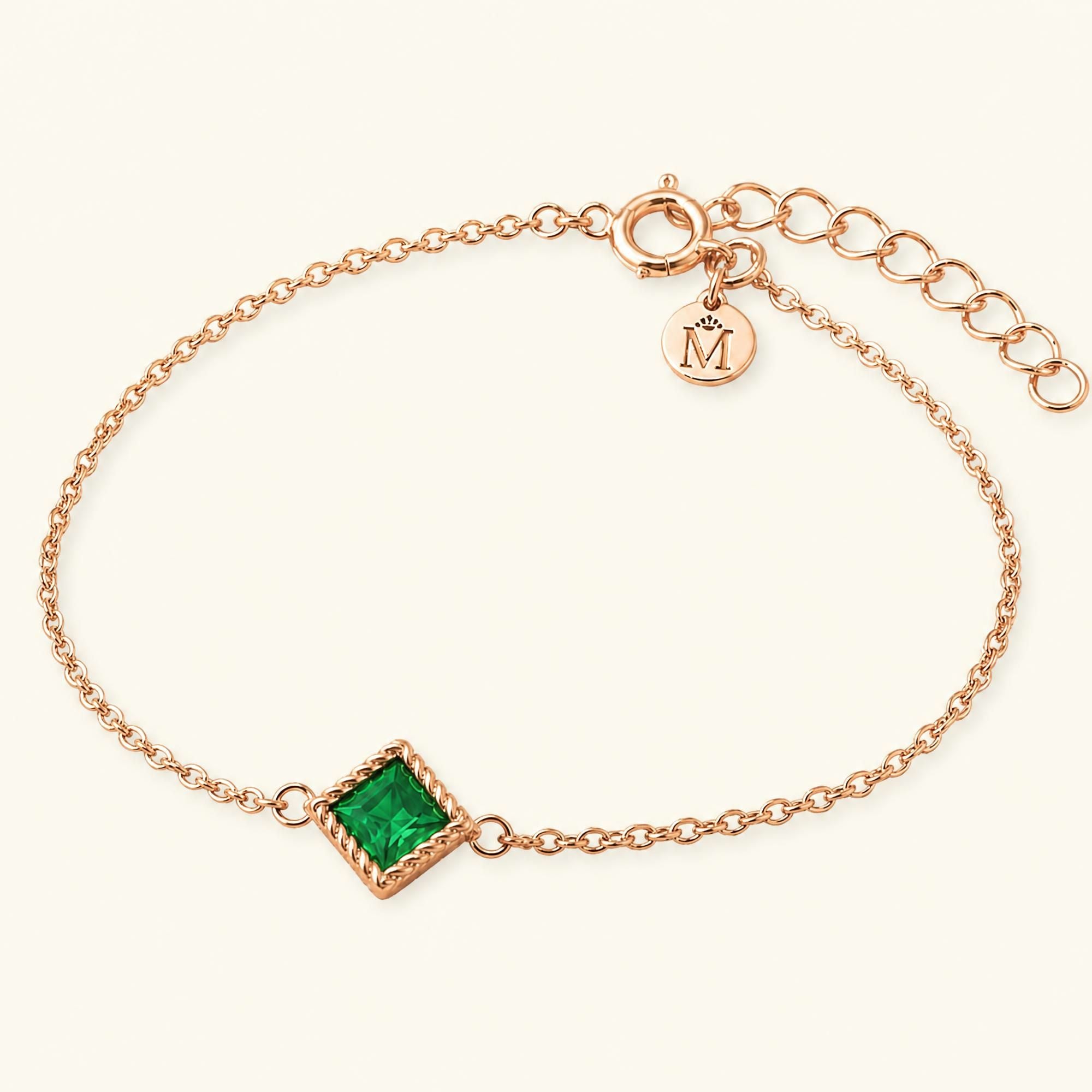 Pulsera Indrani esmeralda en oro rosa 18 quilates