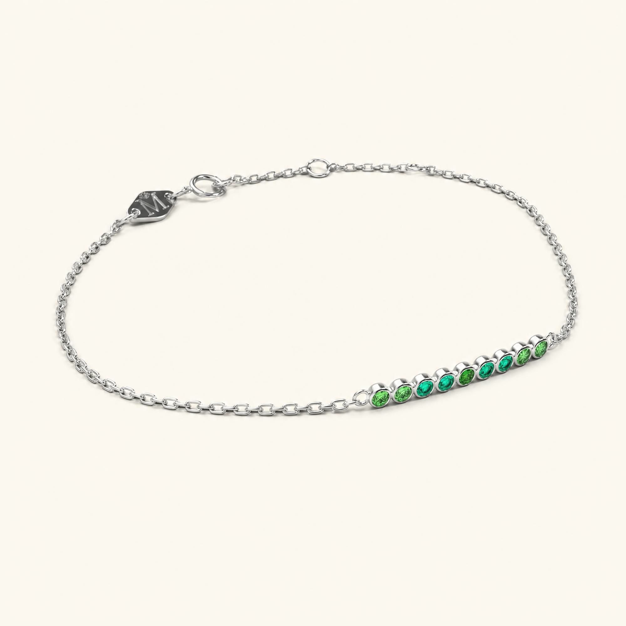 Pulsera Noor de oro blanco para mujer con esmeralda