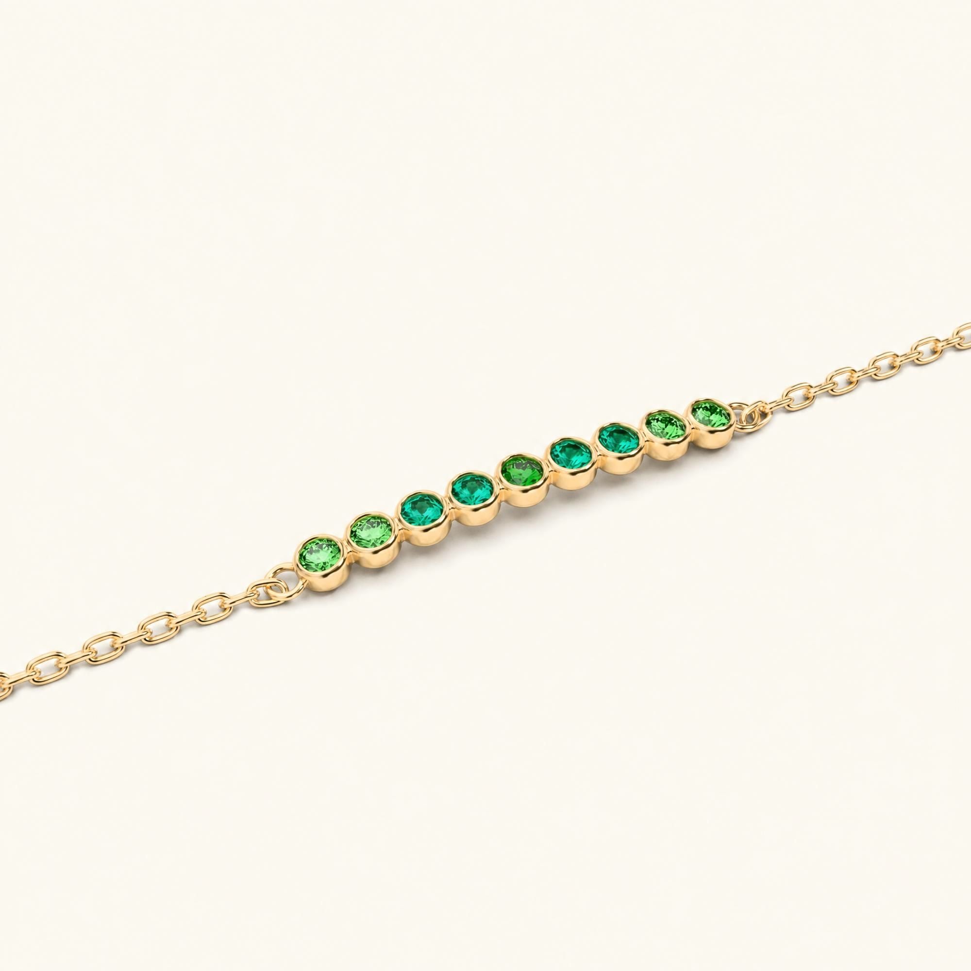 Pulsera Noor de esmeralda para mujer en oro amarillo