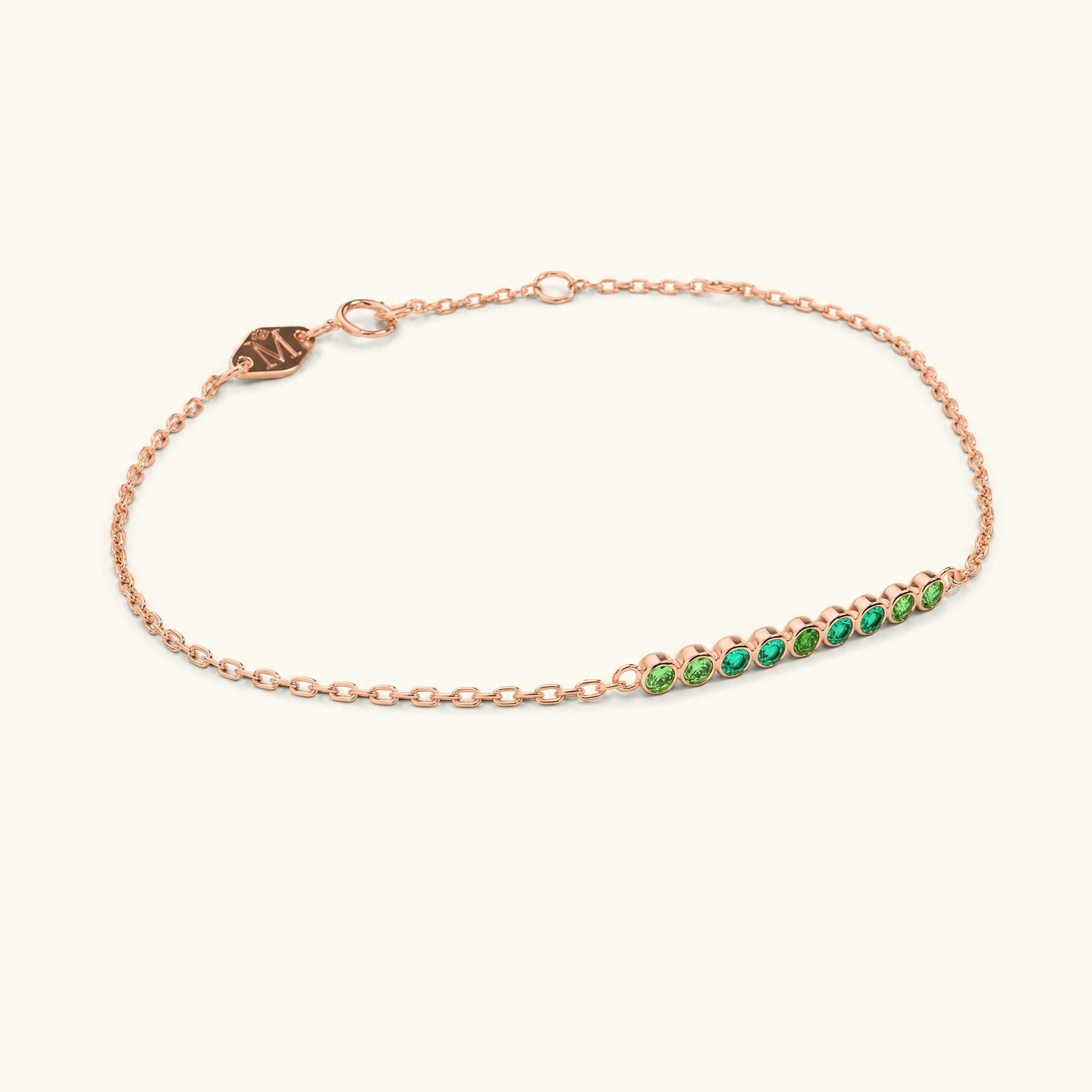 Pulsera Noor de oro rosa para mujer con esmeralda