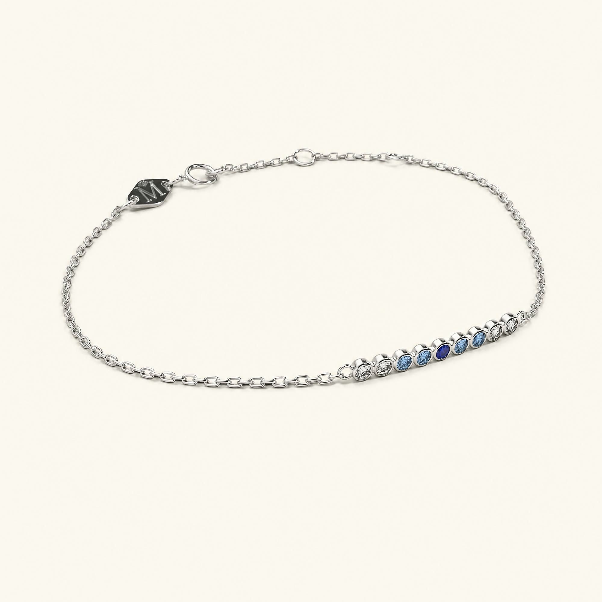 Pulsera Noor de oro blanco para mujer con zafiro
