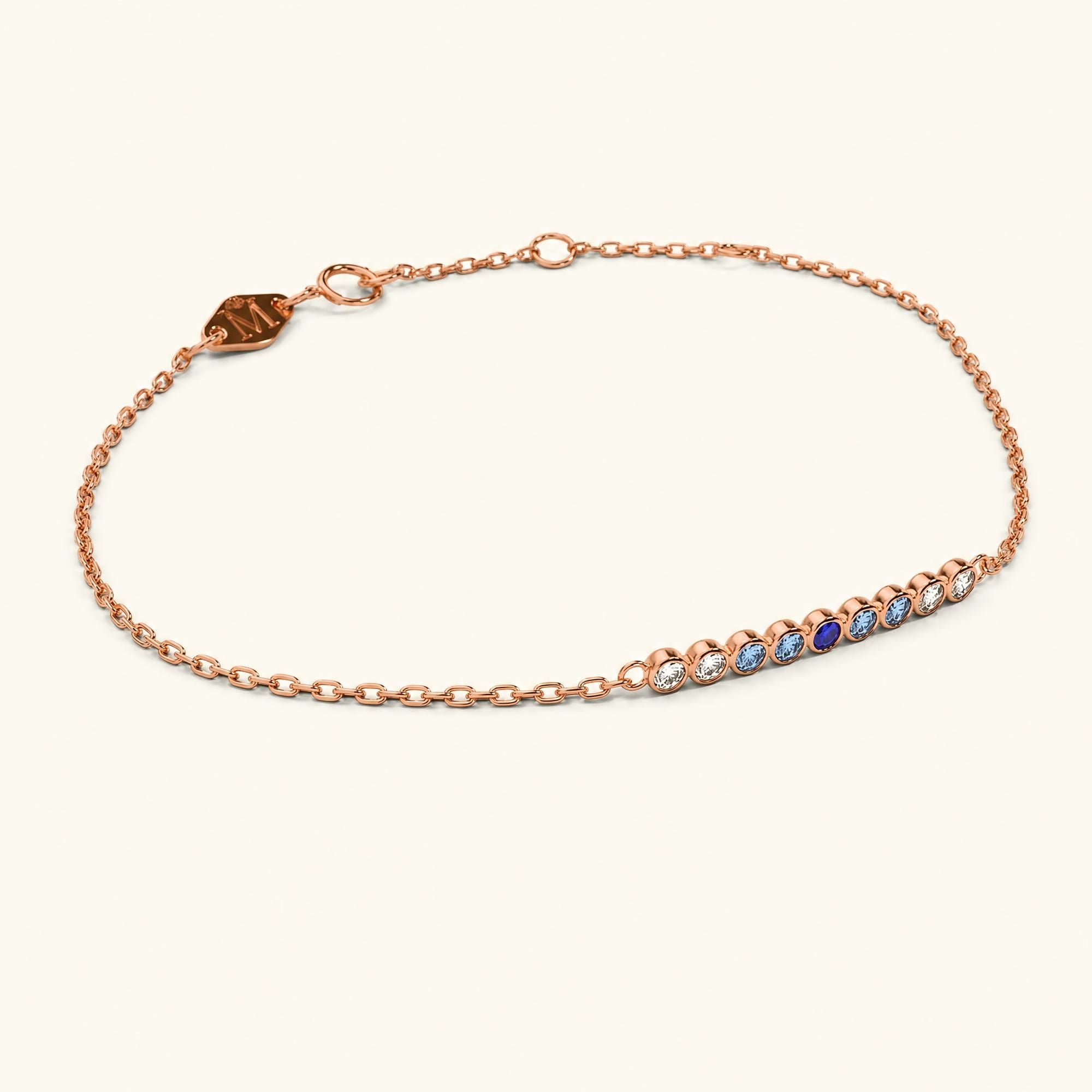 Pulsera Noor de oro rosa para mujer con zafiro