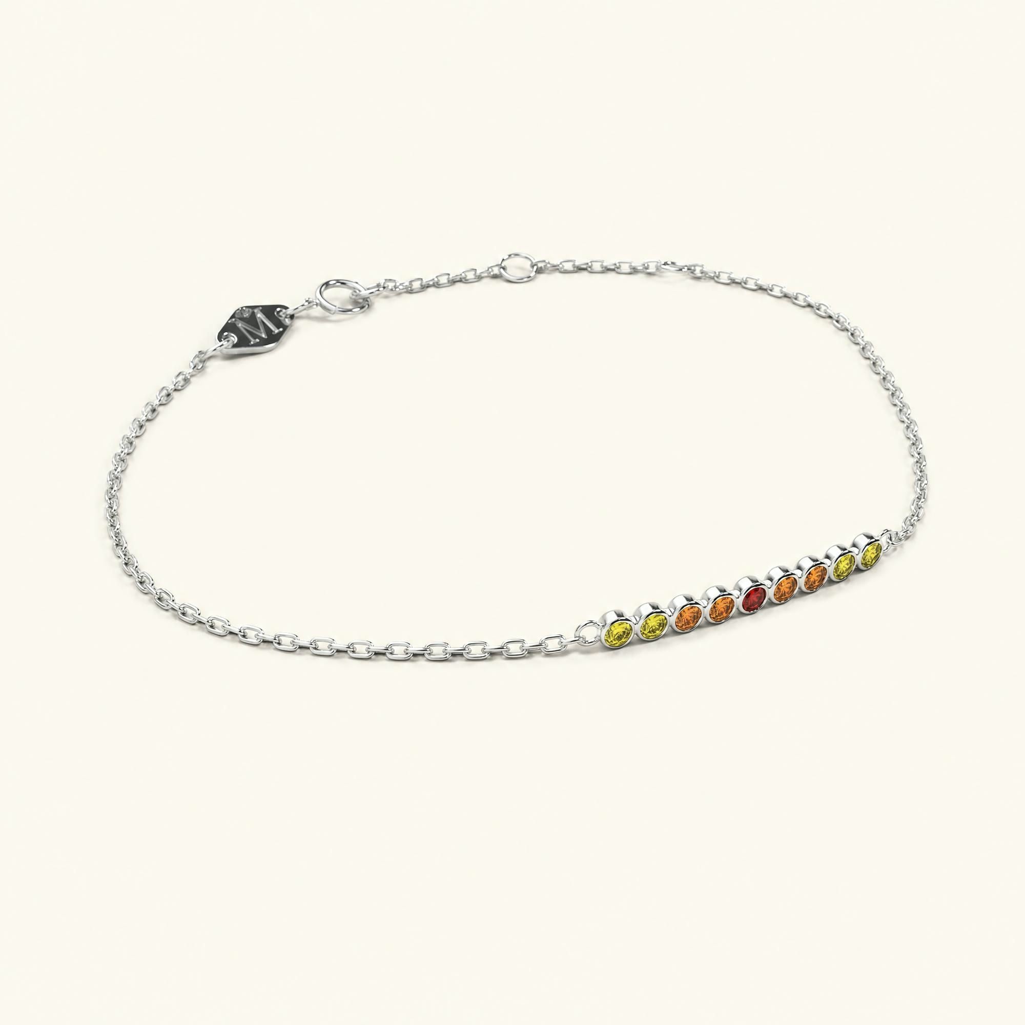 Pulsera Noor de oro blanco para mujer con zafiro naranja