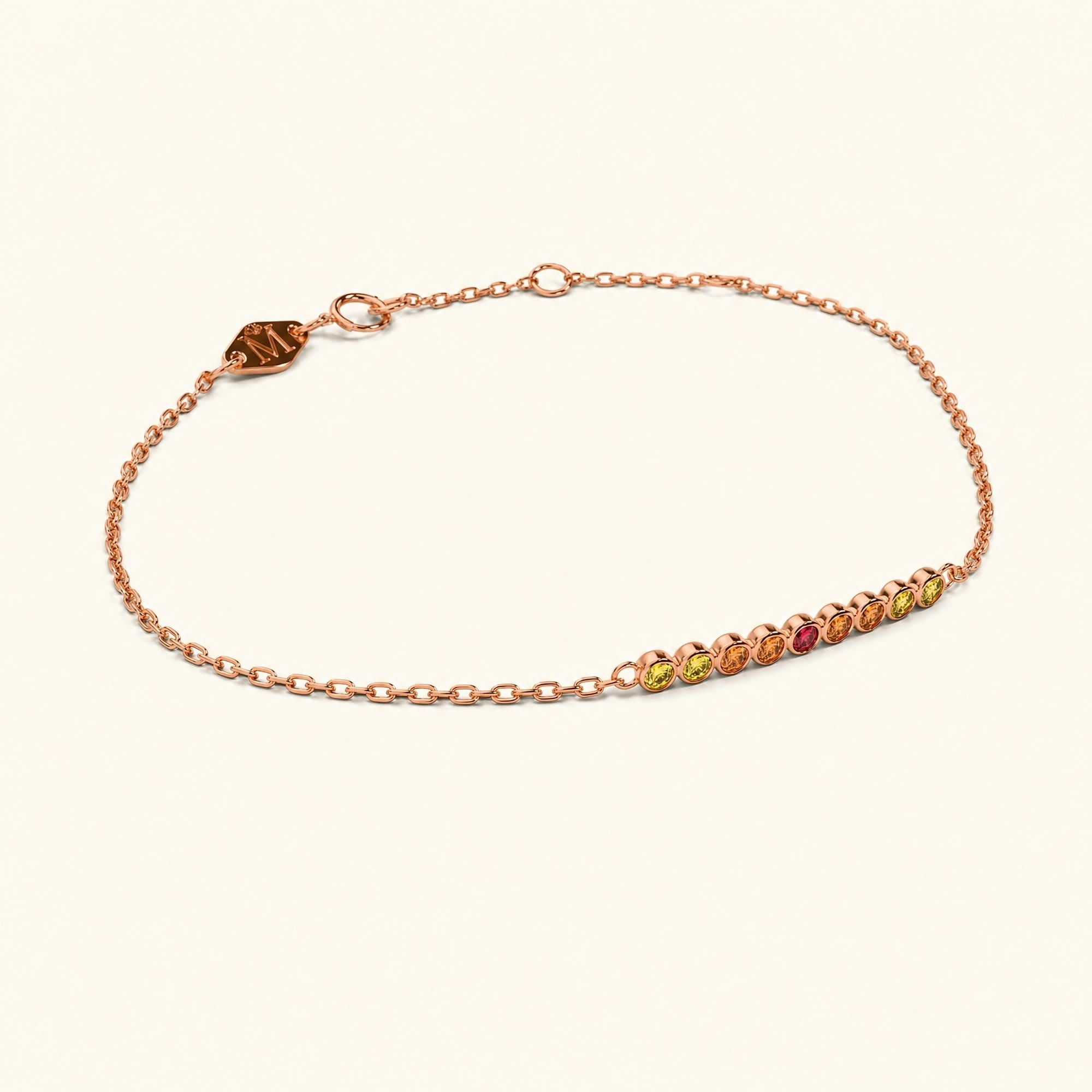 Pulsera Noor de oro rosa para mujer con zafiro naranja