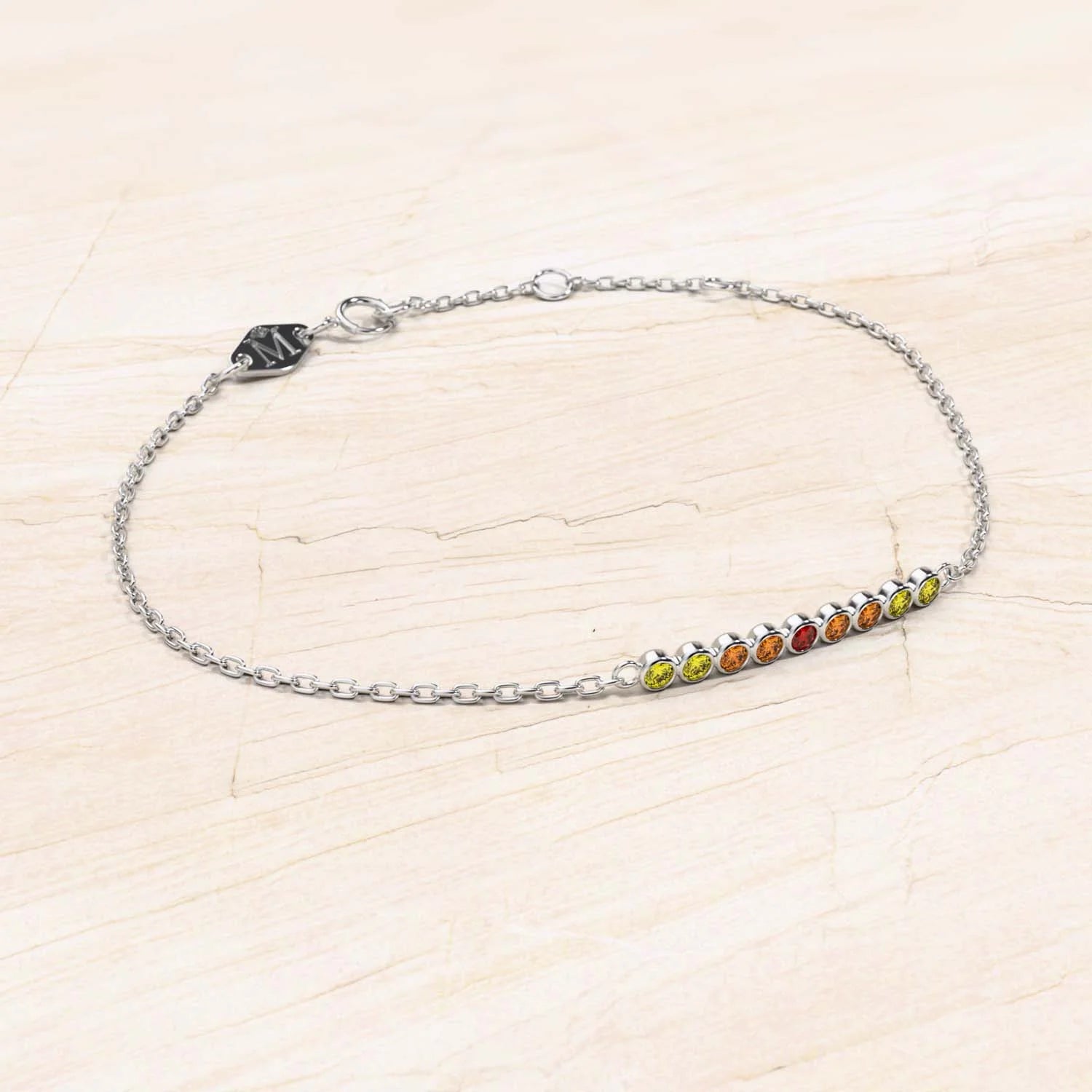 Bracelet or blanc noor pour femme saphir orange