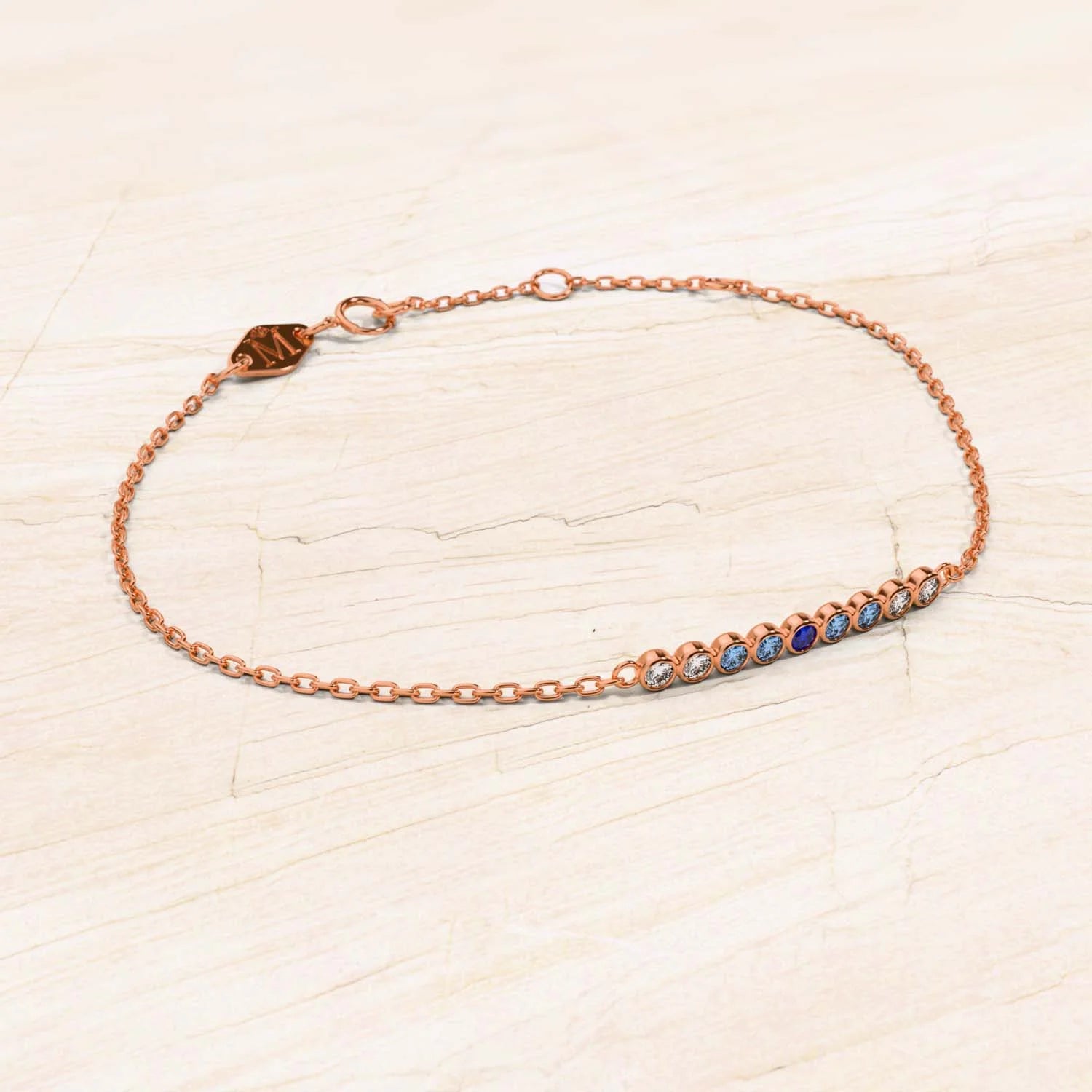 Bracelet noor pour femme saphir or rose