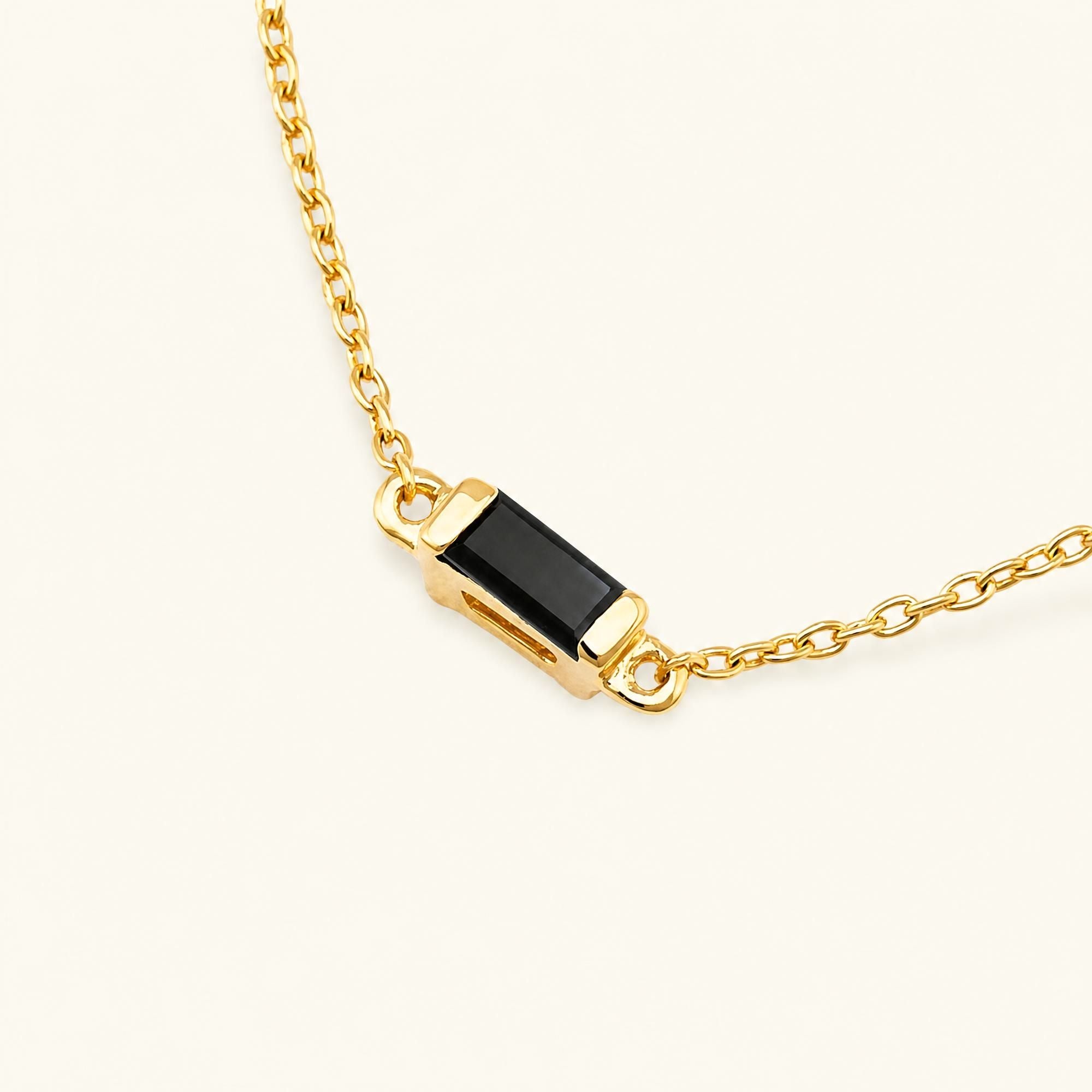 bracelet solitaire baguette diamant noir Shanti