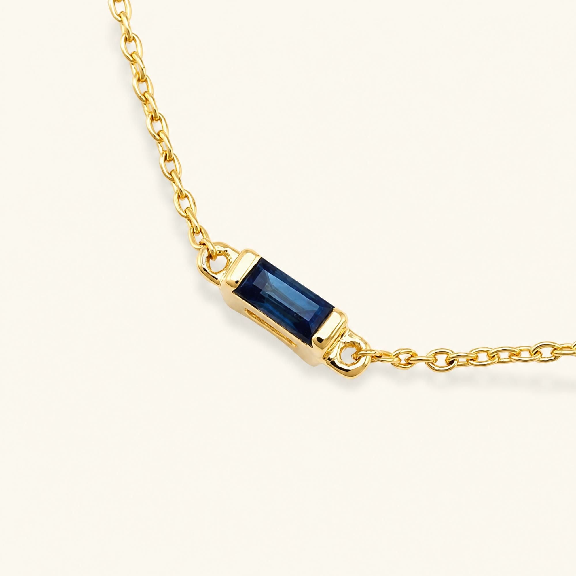 Pulsera Shanti solitario baguette zafiro