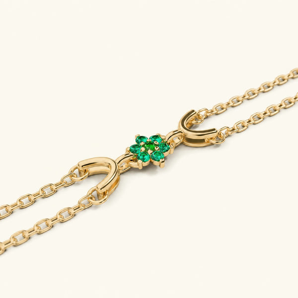 Pulsera Surya de oro amarillo para mujer con esmeralda