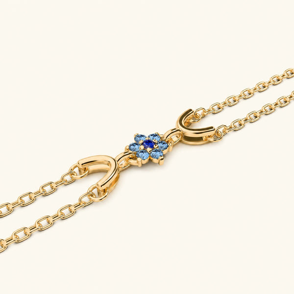 Pulsera Surya de oro amarillo para mujer con zafiro