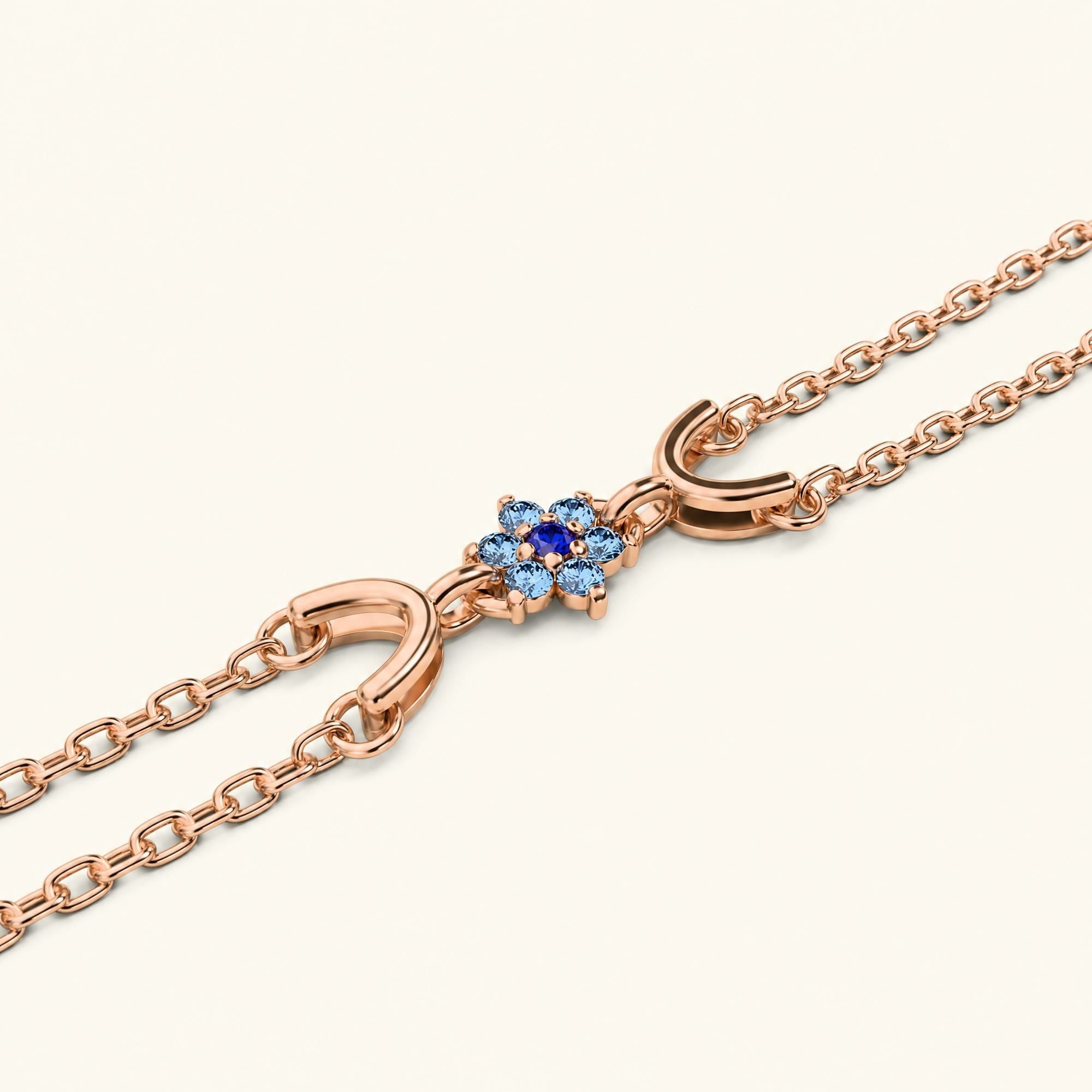 Pulsera Surya oro rosa para mujer con zafiro