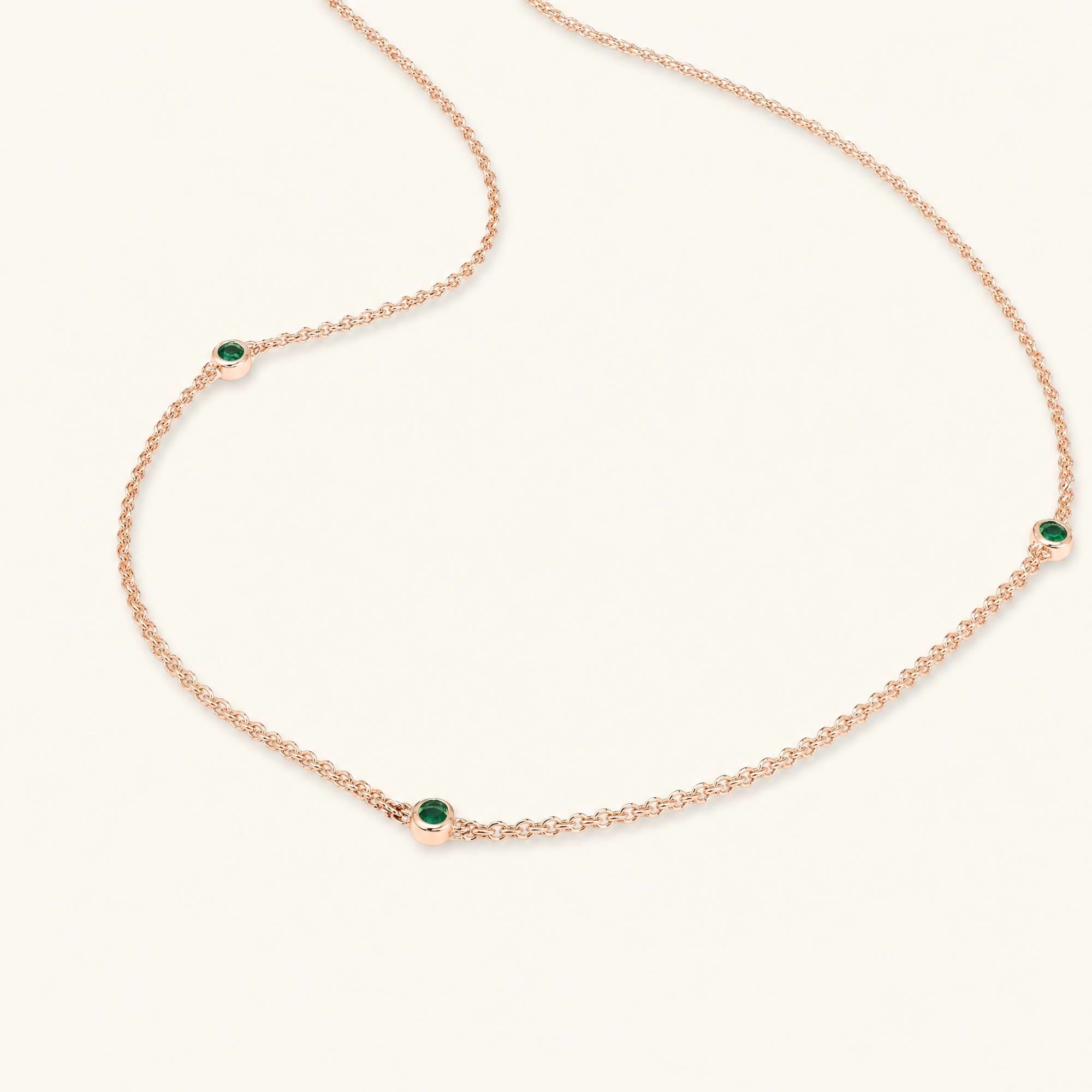 Collar Asonya oro rosa con esmeralda
