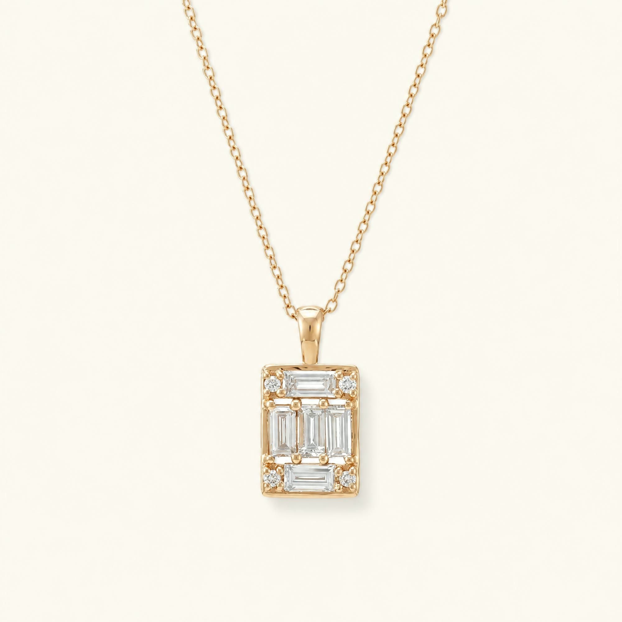 Collar Atma geométrico con diamante en oro rosa
