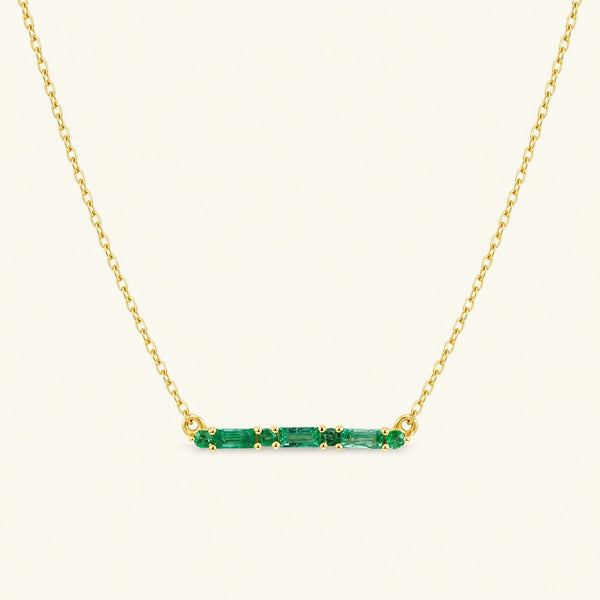 Collar Bhagya esmeralda horizontal geométrico baguette