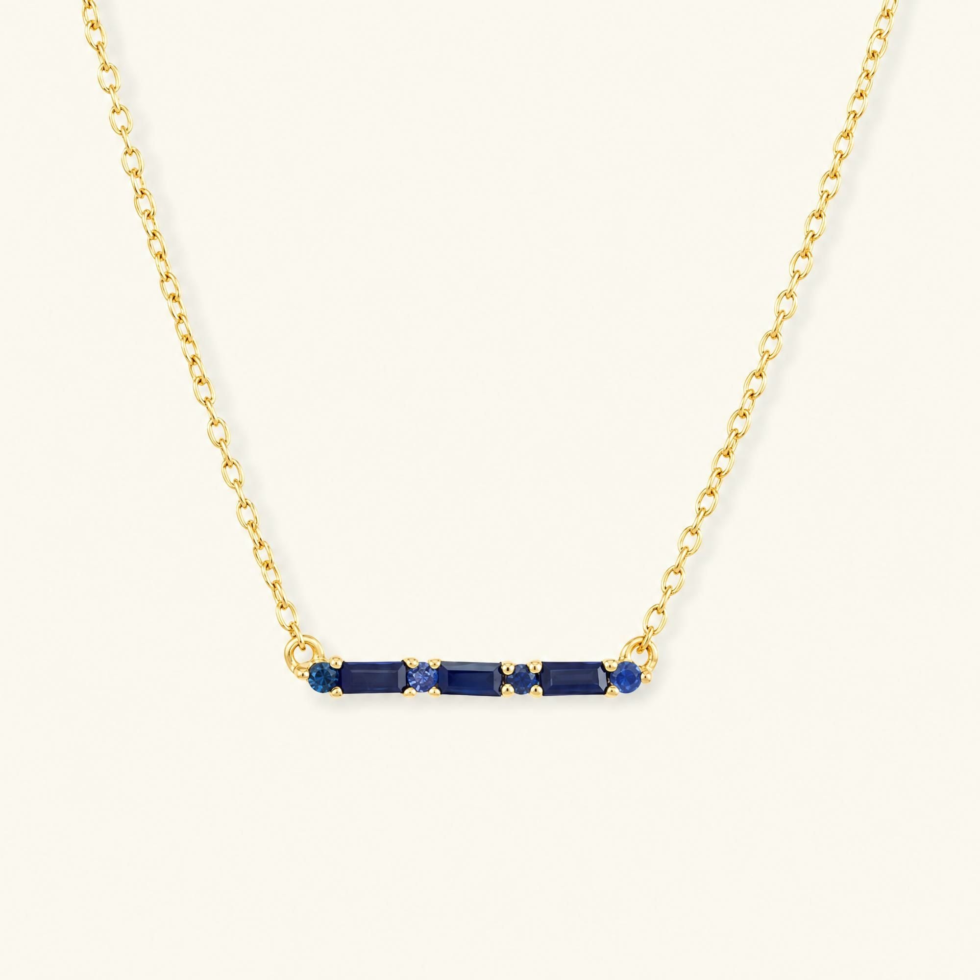 Collar Bhagya zafiro horizontal geométrico baguette