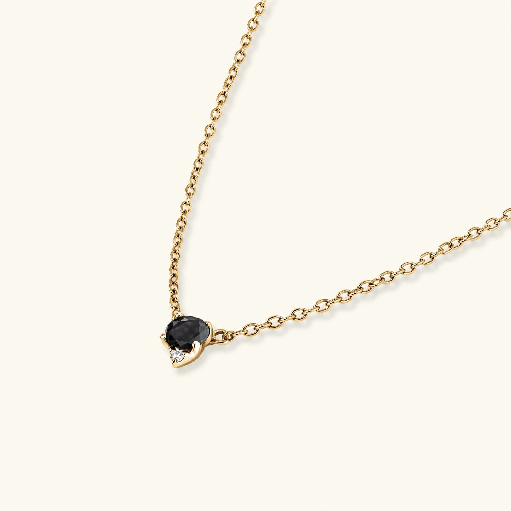 Collar diamante negro y blanco oro amarillo vermeil 18 quilates