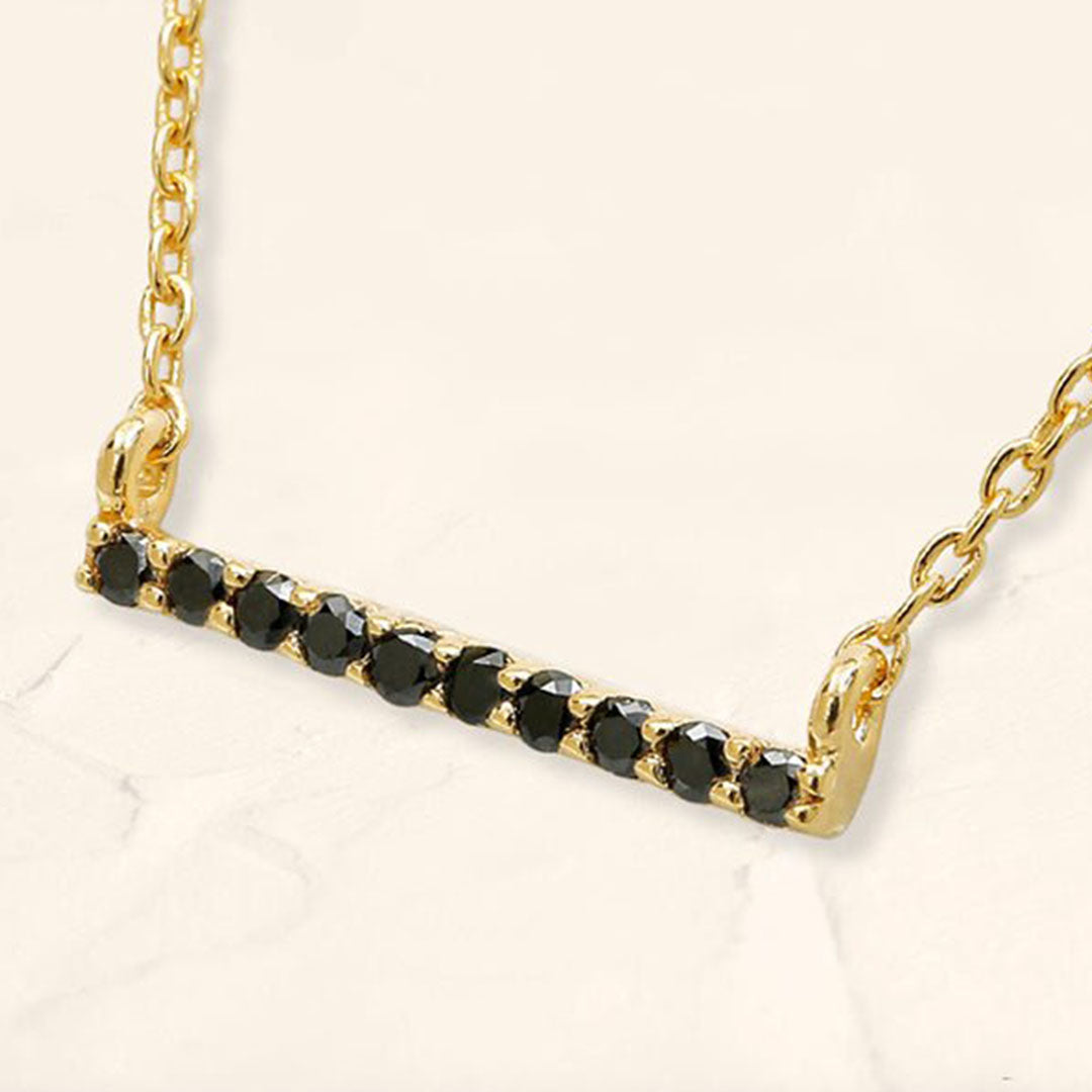 Collier bar diamant noir Ujala en vermeil