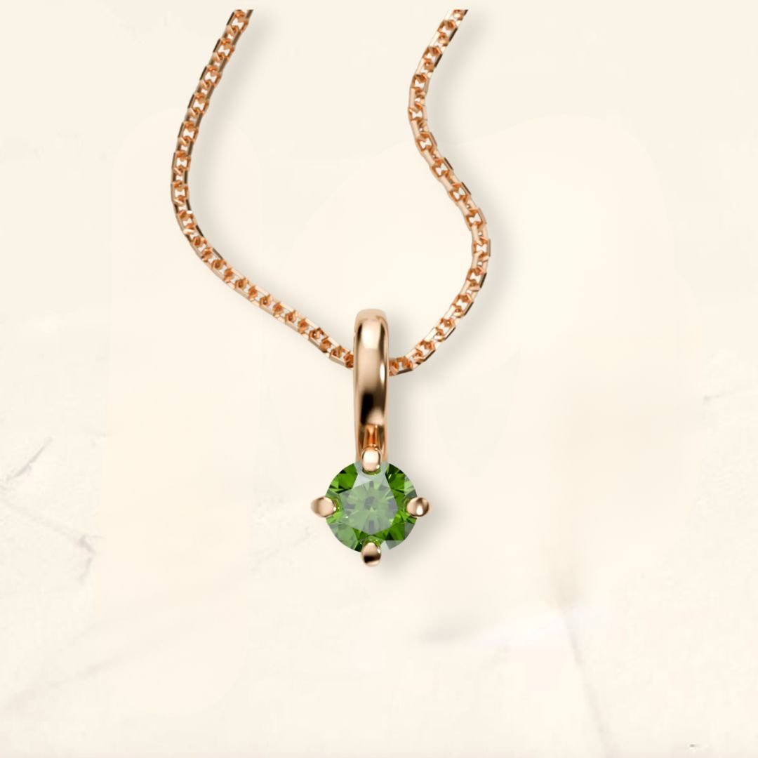 collier diamant vert en or rose 18cts