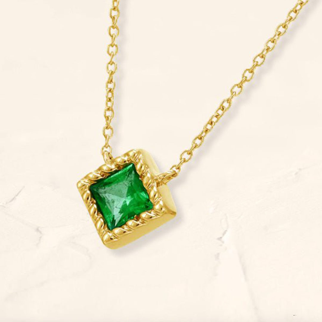 FANCIME Collar De Oro Amarillo 585 De 14 Quilates Con Colgante De Gota De Amatista/aguamarina/esmeralda/rubí/zafiro/ópalo Y Diamante Genuino Regalo Joyas Para Mujer, Cadena De Plata 925: 40 + 5 Cm