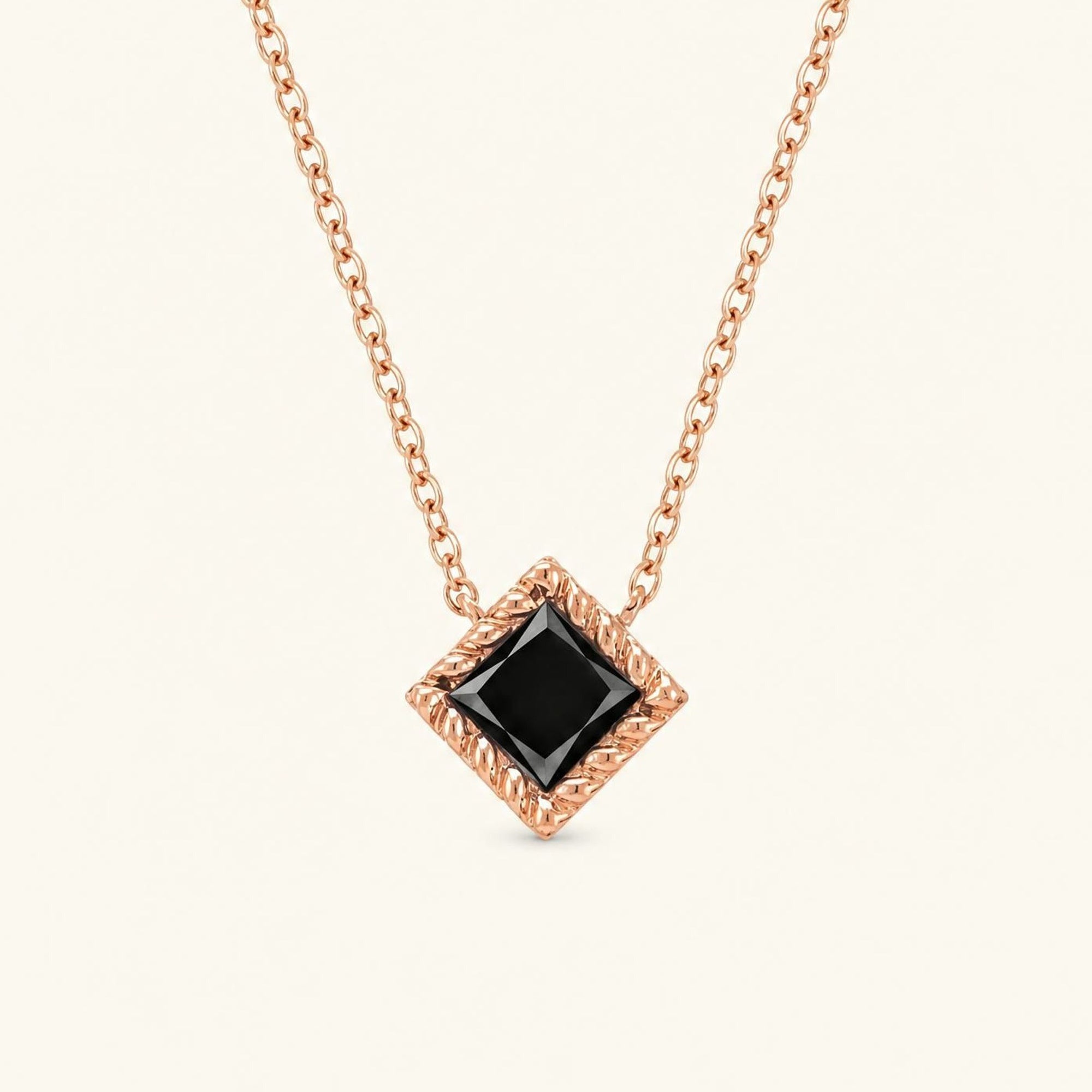 Collar Indrani diamante negro oro rosa