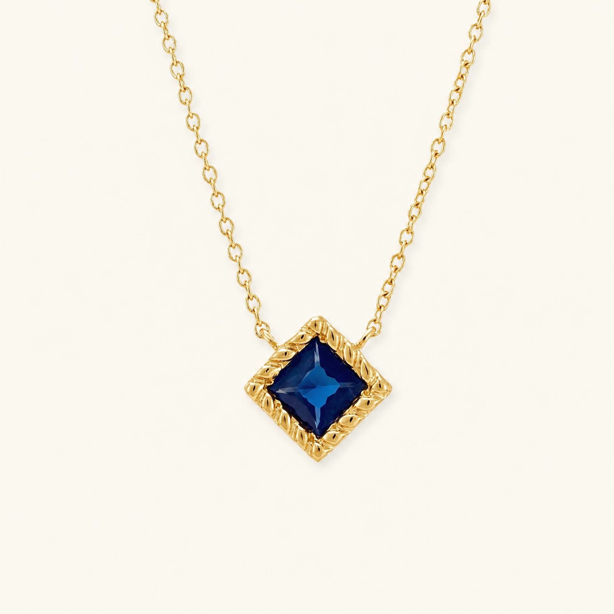 Collier Saphir taille princesse en or jaune - Indrani