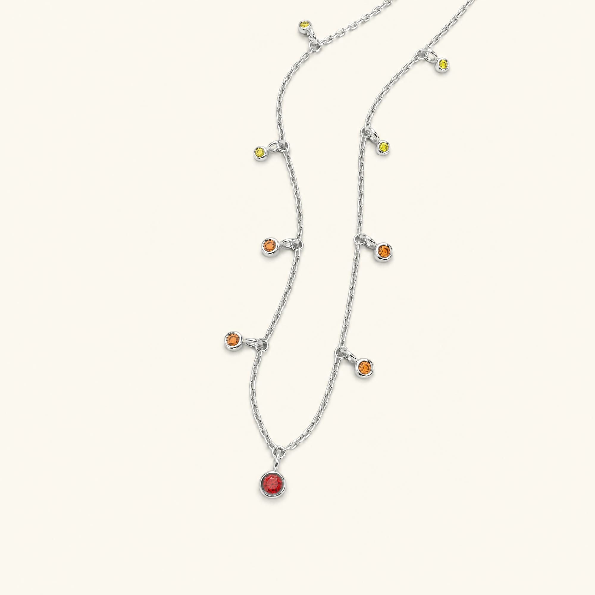 Collar Megha de oro blanco con zafiro naranja