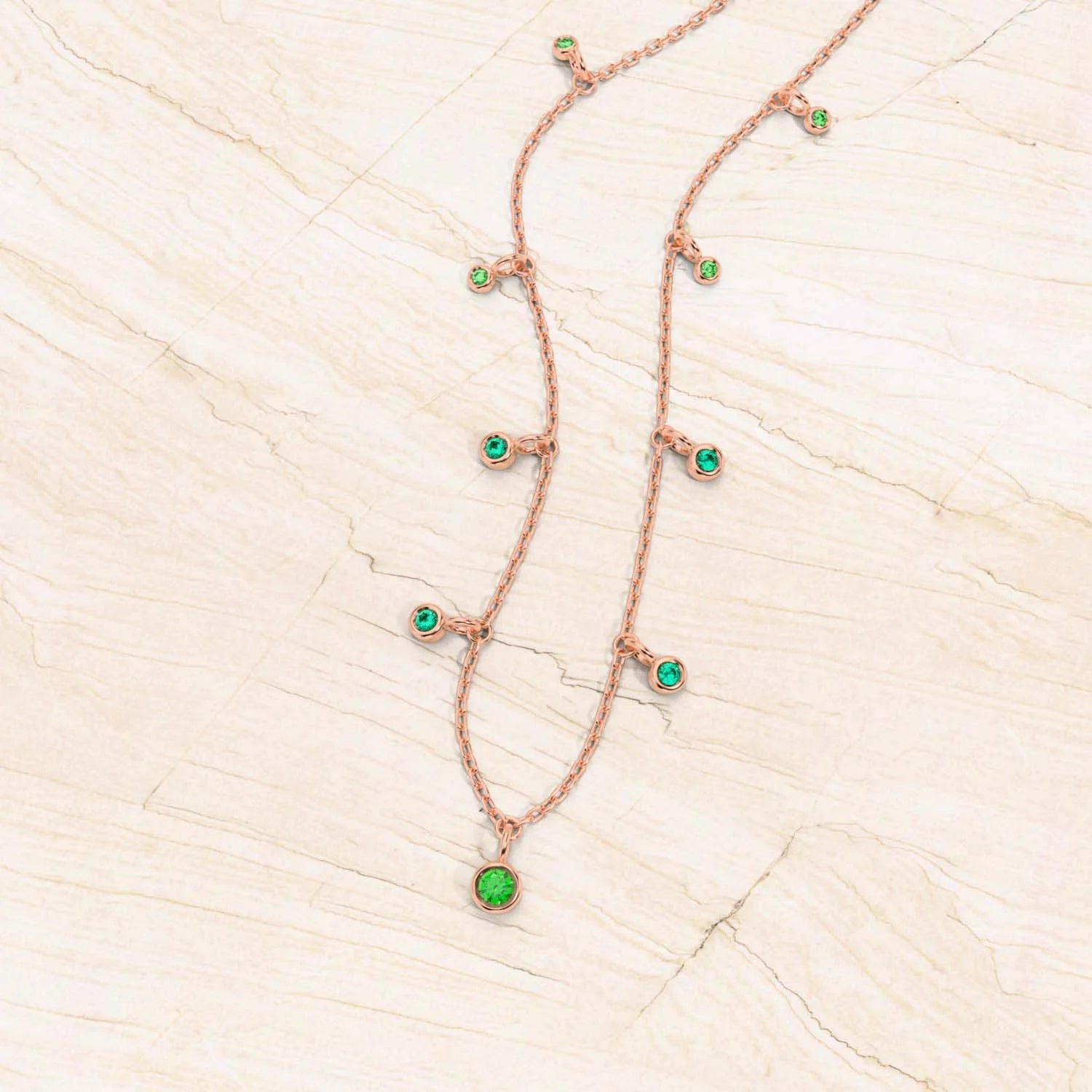 collier megha or rose emeraude