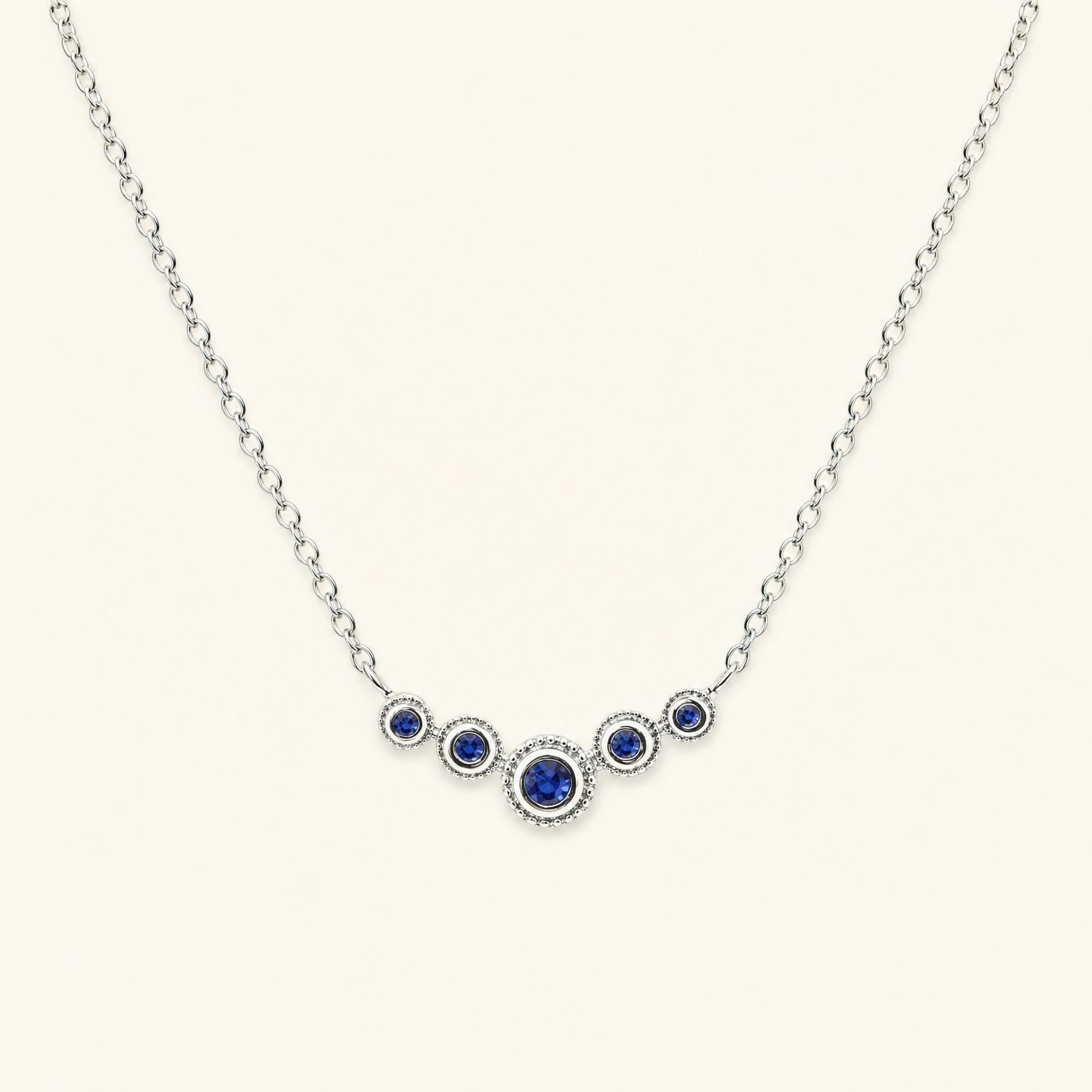 Collar de riviera de zafiro fino en oro blanco