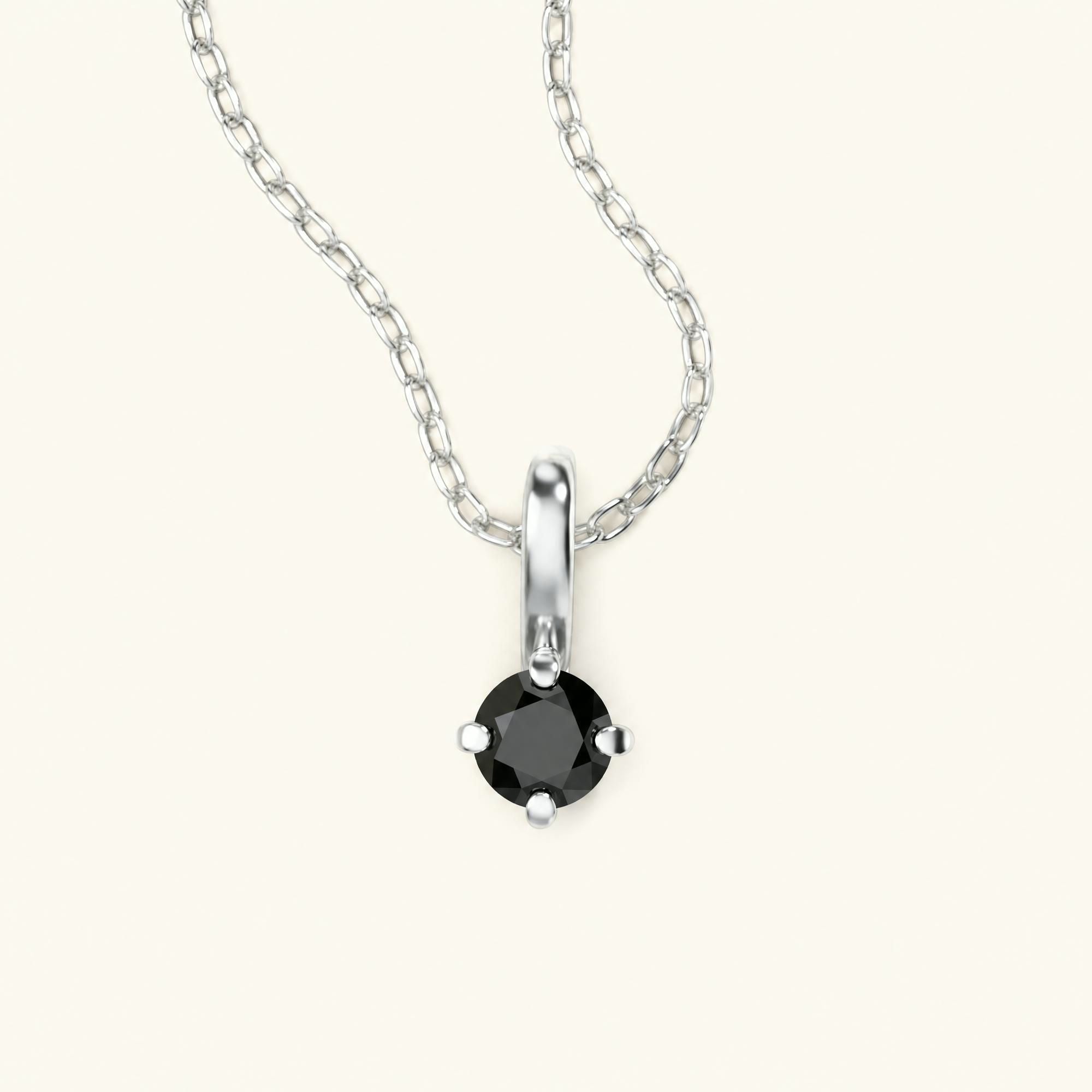 Collar Saral solitario diamante negro oro blanco