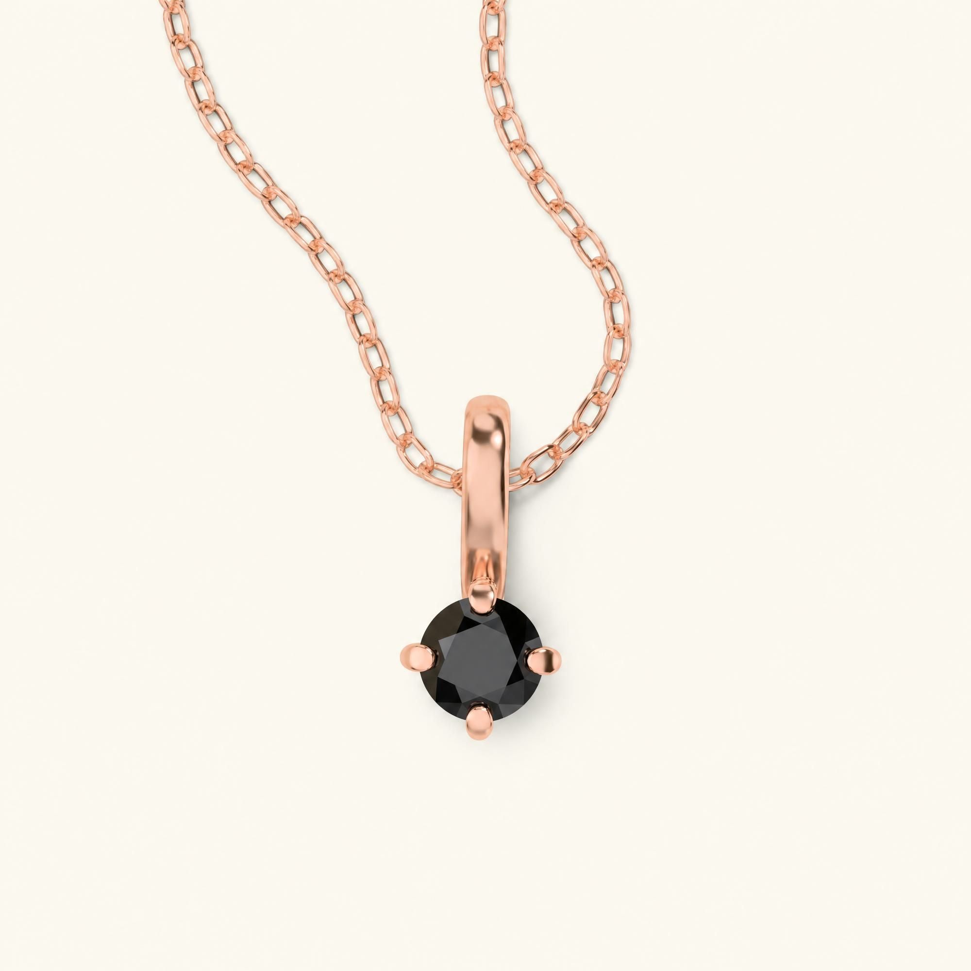 Collar Saral solitario diamante negro oro rosa